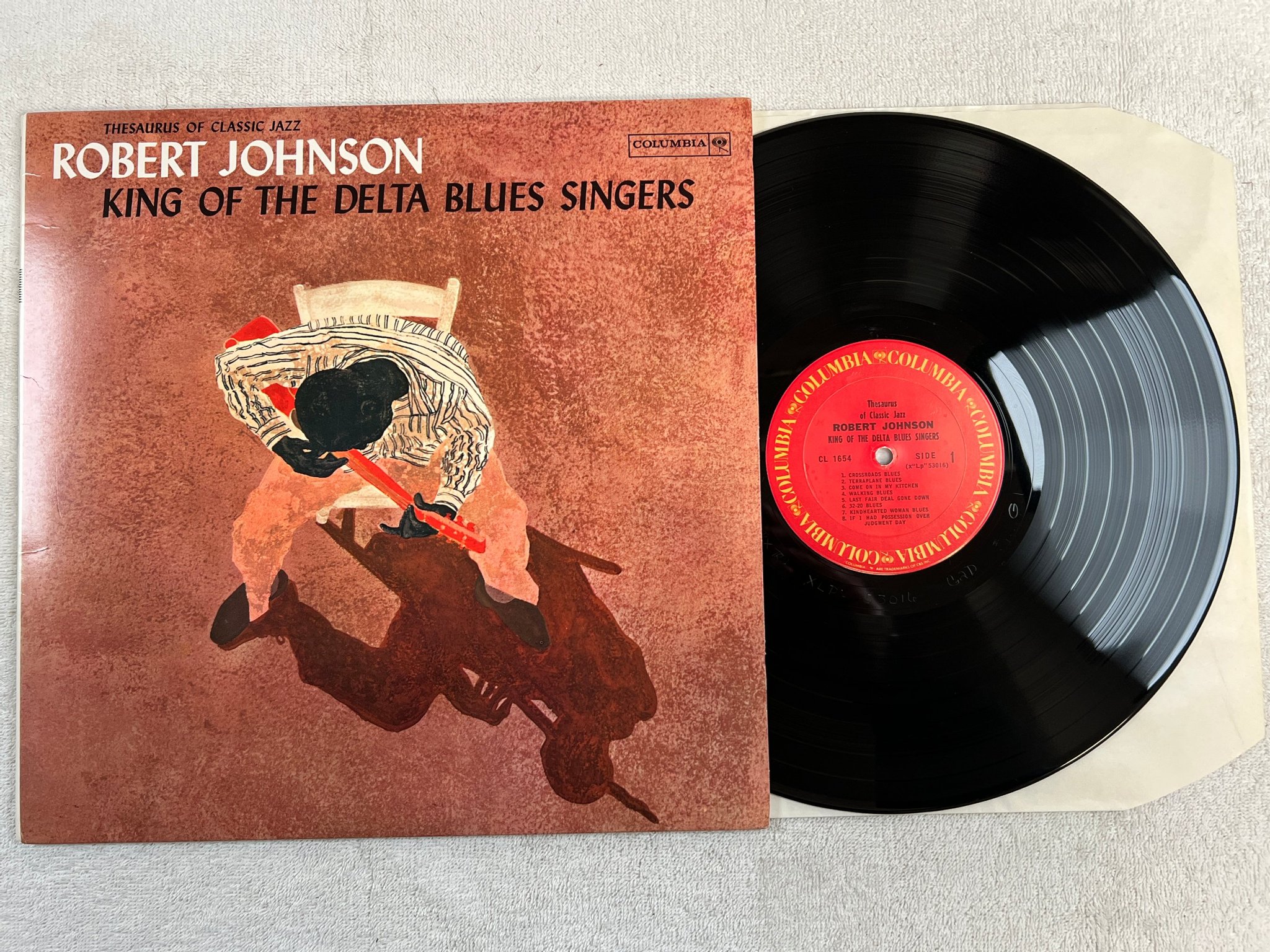 Omslagsbild för skivan ROBERT JOHNSON king of the delta blues singers LP re COLUMBIA CL 1654