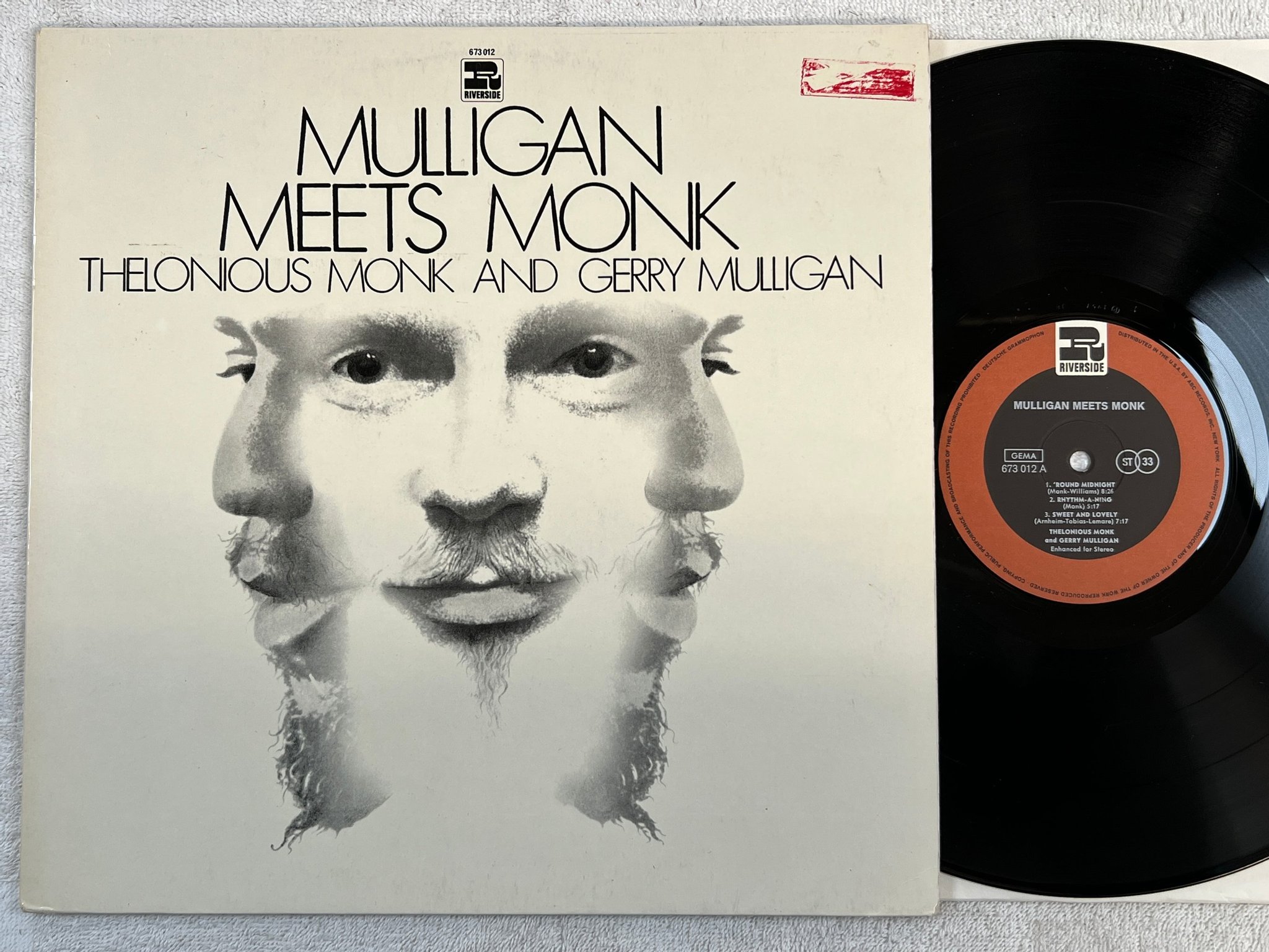 Omslagsbild för skivan MULLIGAN meets MONK LP Ger RIVERSIDE 673 012