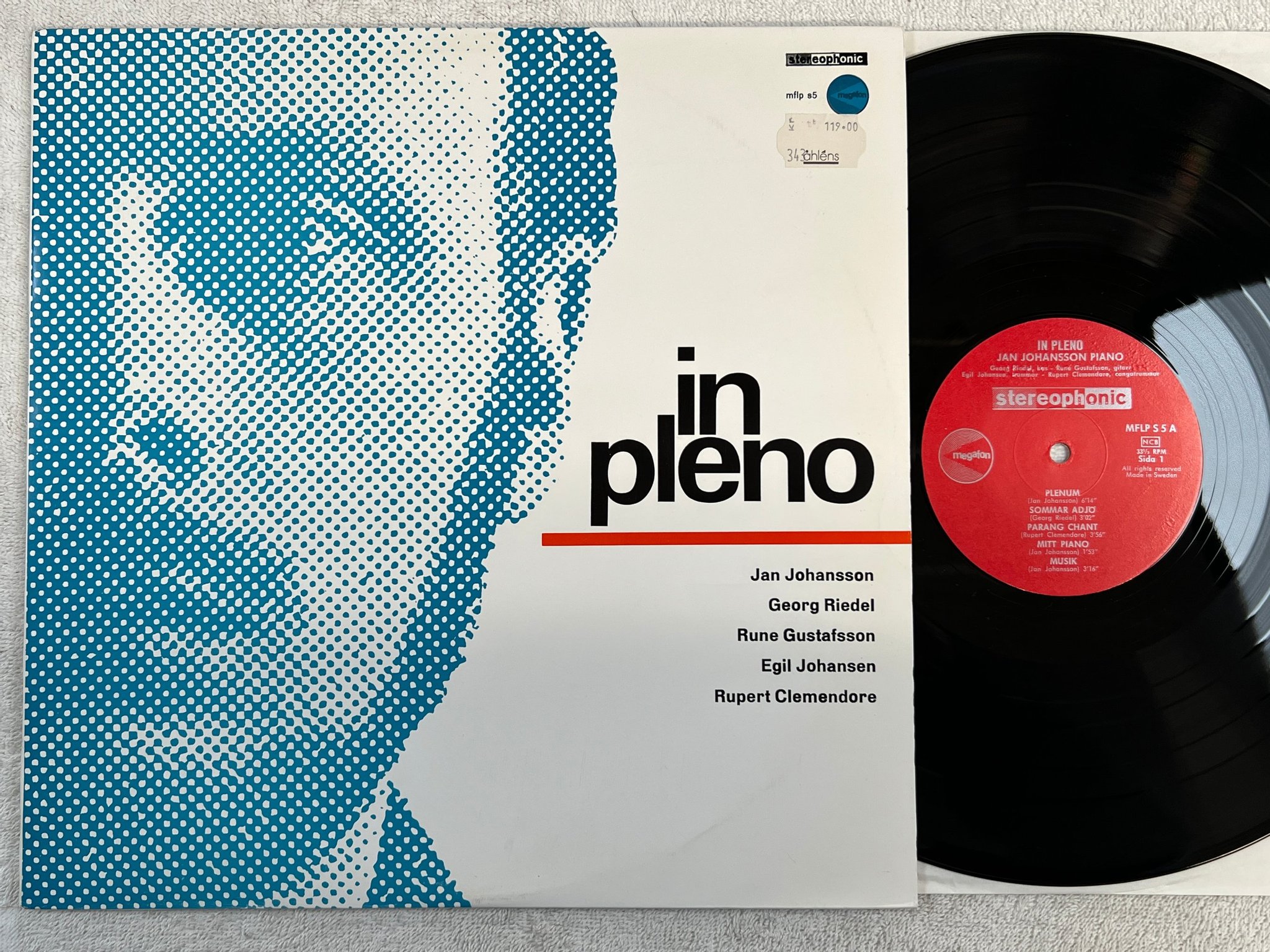 Omslagsbild för skivan JAN JOHANSSON in pleno LP  Swe MEGAFON MFLP S5