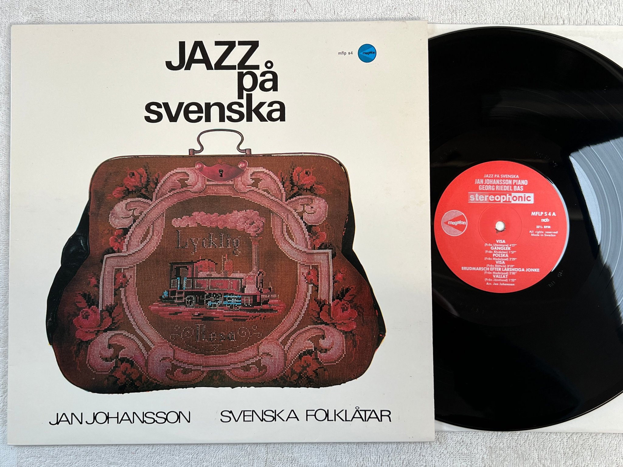 Omslagsbild för skivan JAN JOHANSSON jazz på svenska LP  Swe MEGAFON MFLP S4