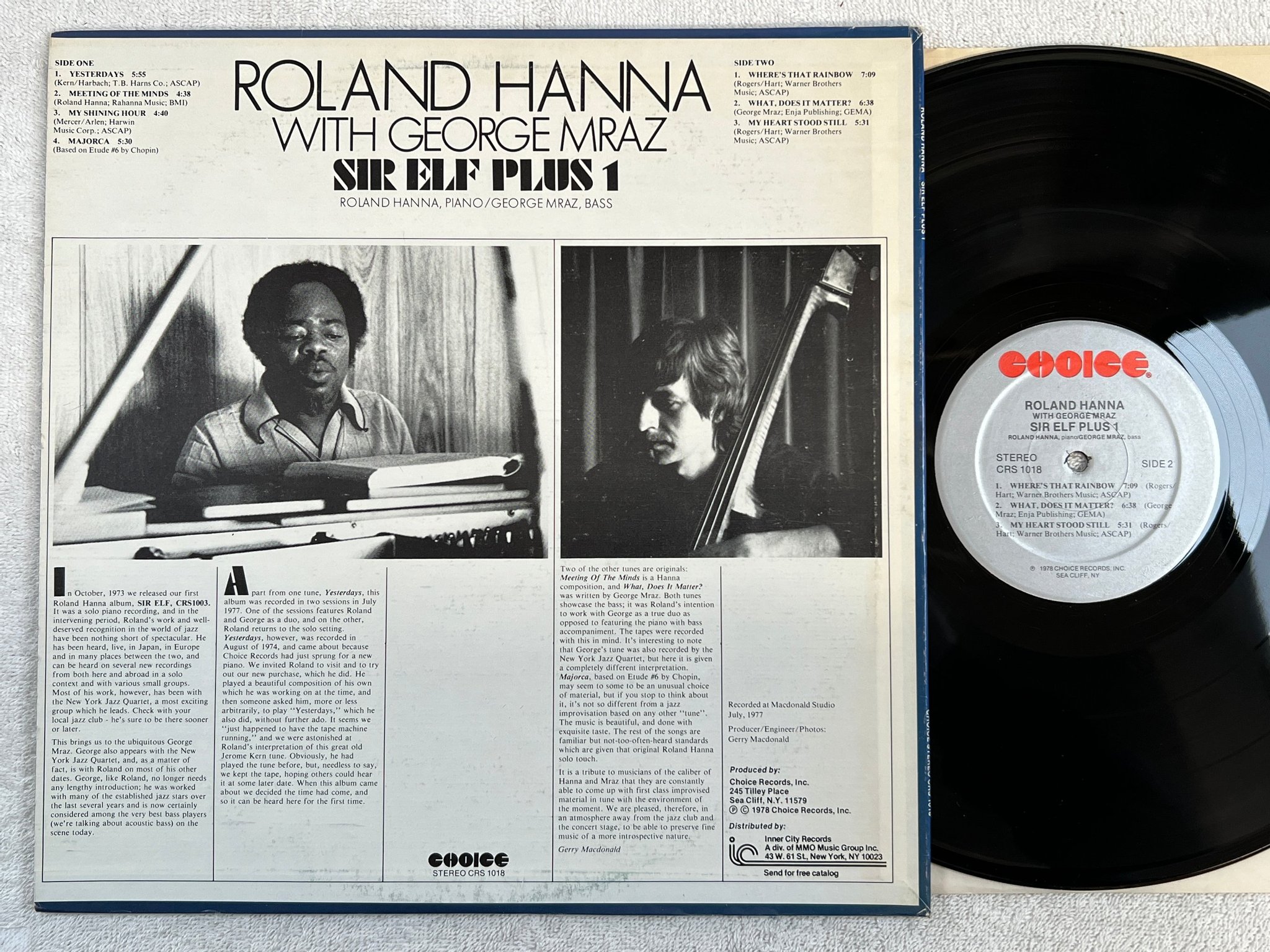 Omslagsbild för skivan ROLAND HANNA sir elf plus 1 LP -78 US CHOICE CRS 1018