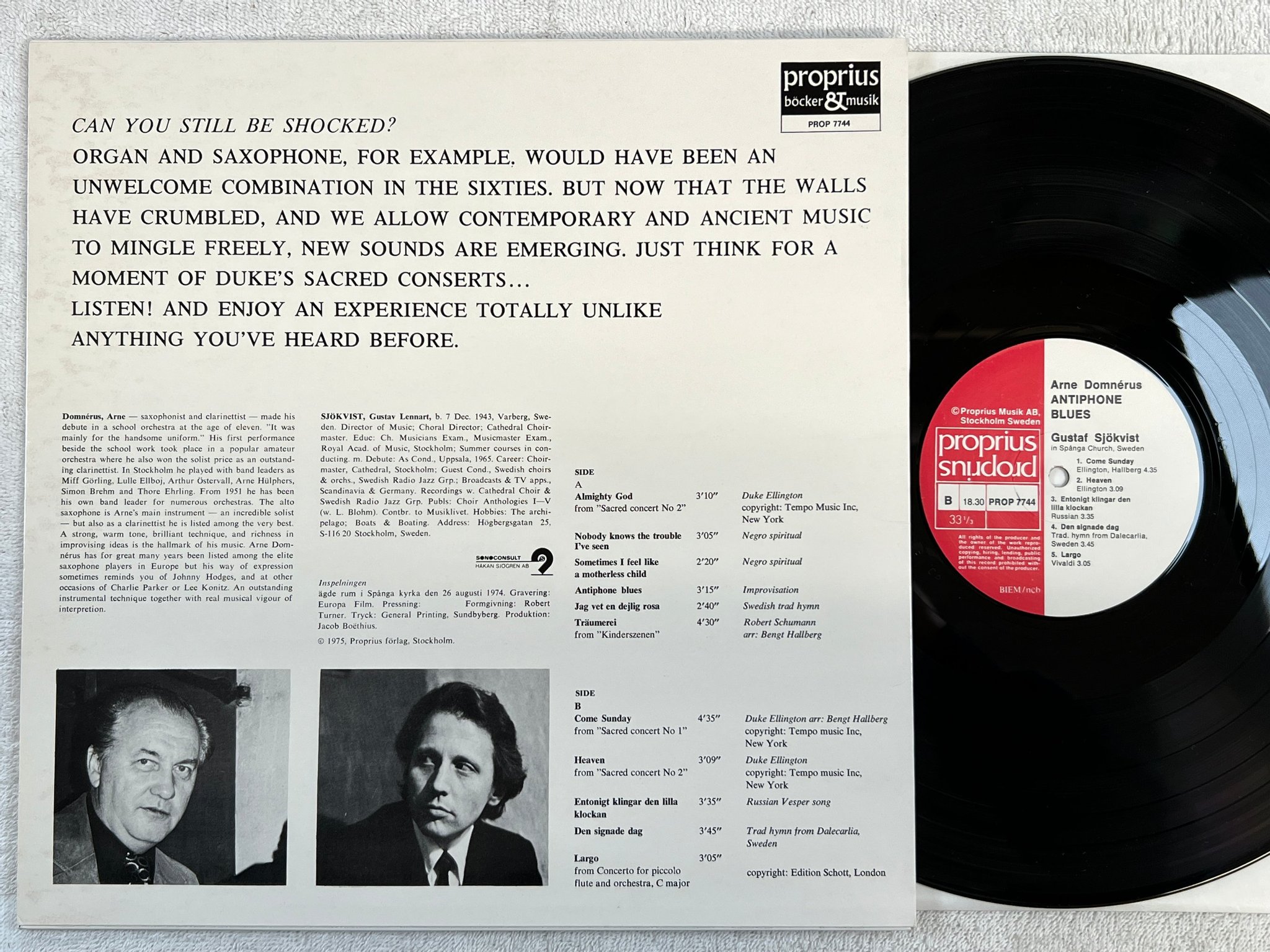 Omslagsbild för skivan ARNE DOMNERUS antiphone blues LP PROPRIUS PROP 7744 audiophile 