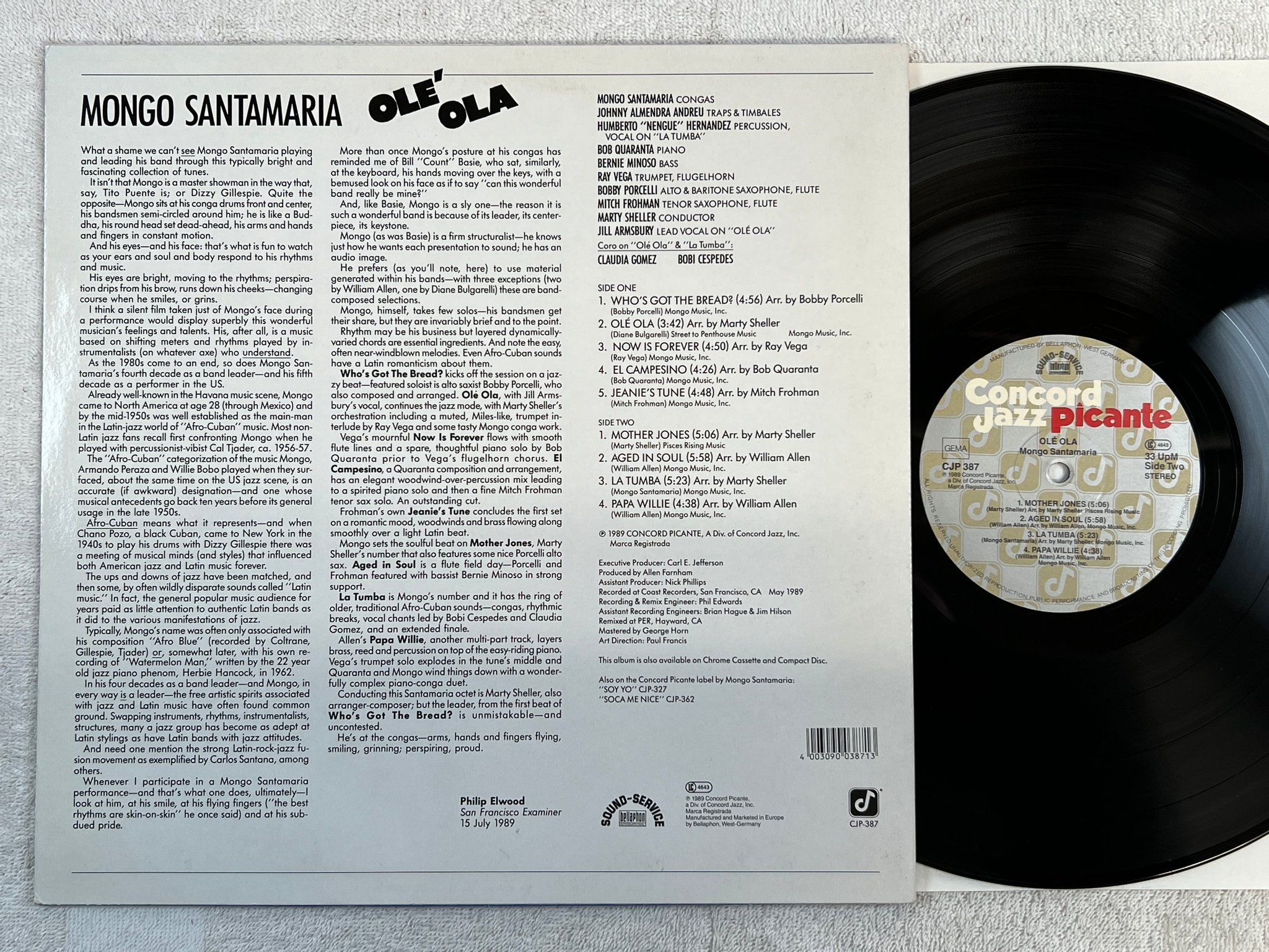 Omslagsbild för skivan MONGO SANTAMARIA ole ola LP -89 Ger CONCORD JAZZ PICANTE CJP 387