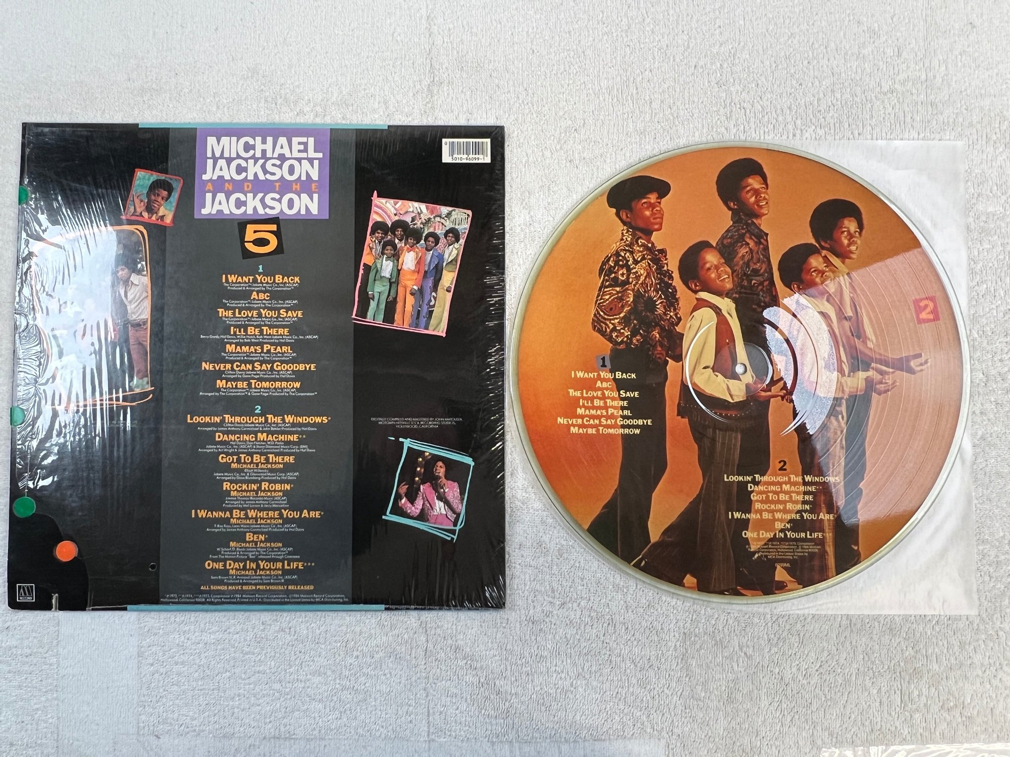 Omslagsbild för skivan JACKSON 5 14 Greatest Hits LP -84 US MOTOWN 6099ML picture disc