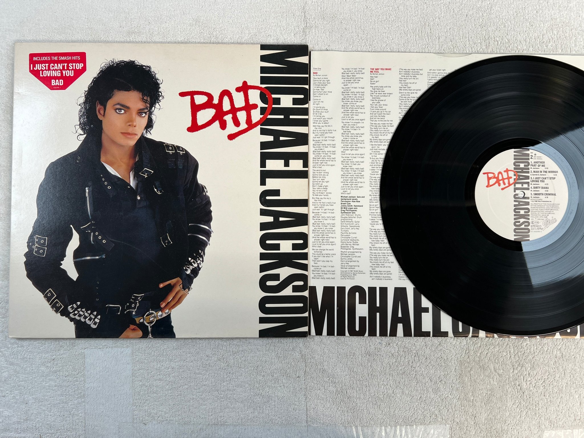 Omslagsbild för skivan MICHAEL JACKSON bad LP -87 Hol EPIC EPC 4502901