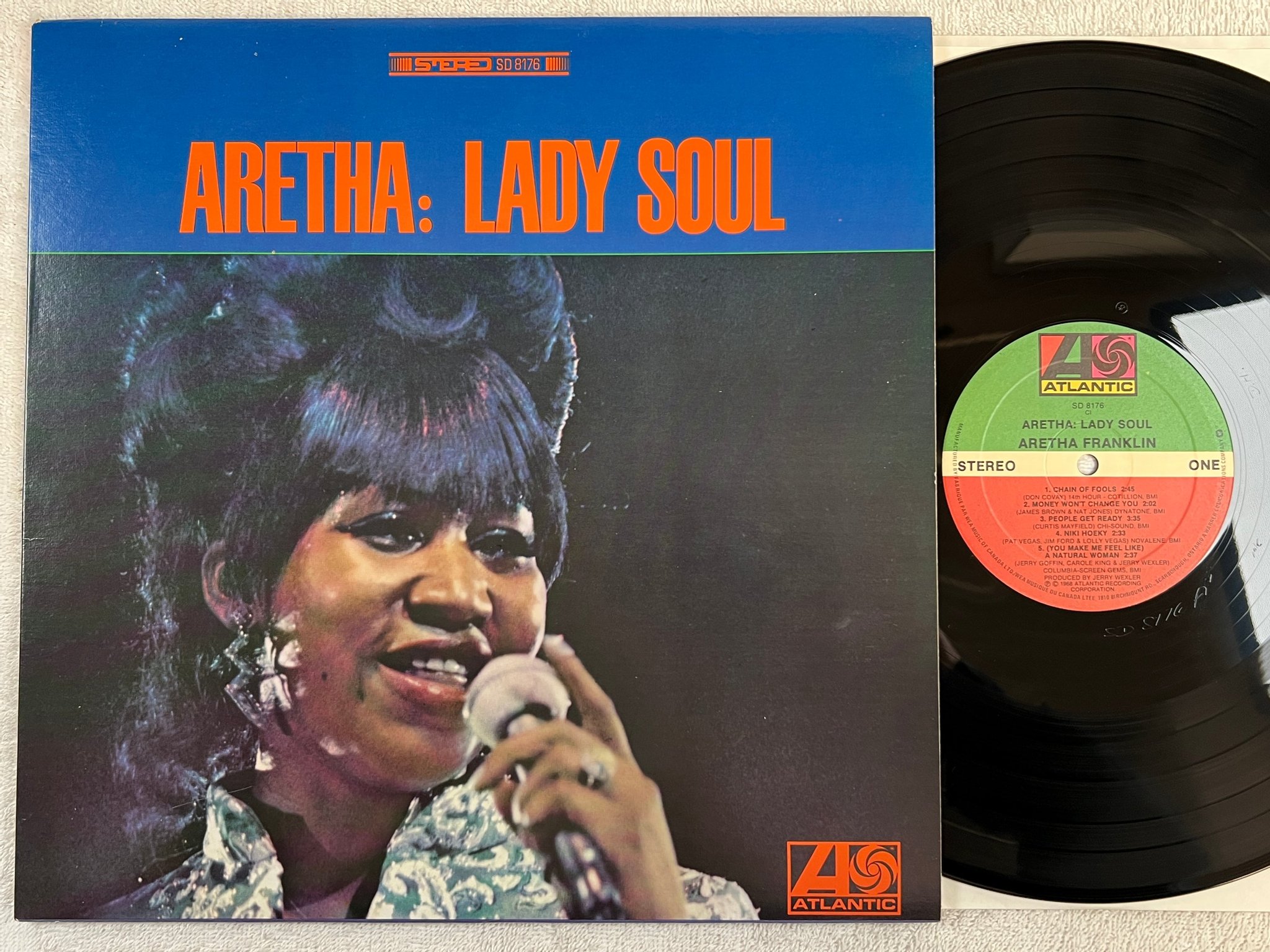 Omslagsbild för skivan ARETHA FRANKLIN lady soul LP re Can ATLANTIC SD 8176