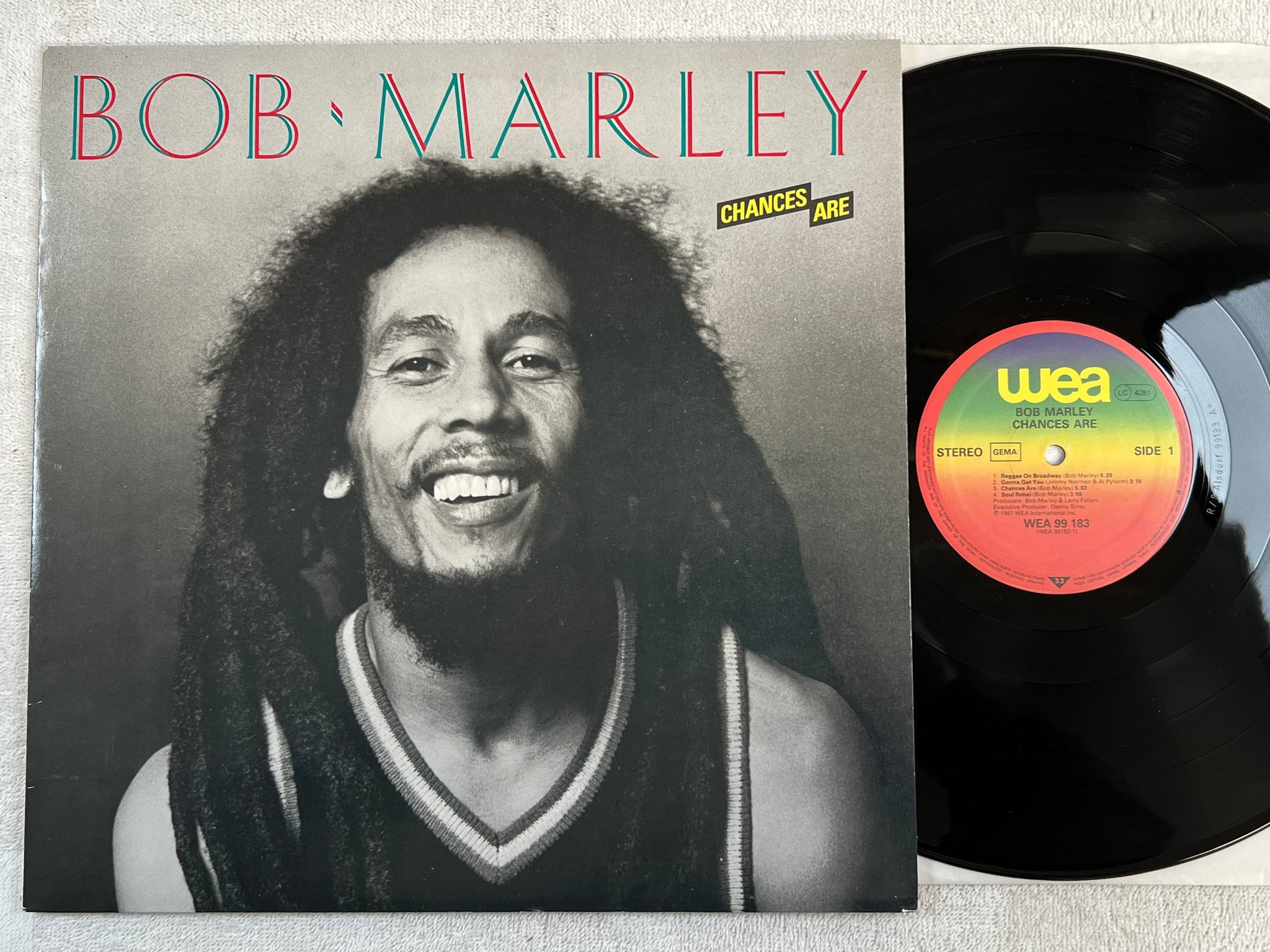 Omslagsbild för skivan BOB MARLEY chances are LP -81 Ger WEA 99183 reggae