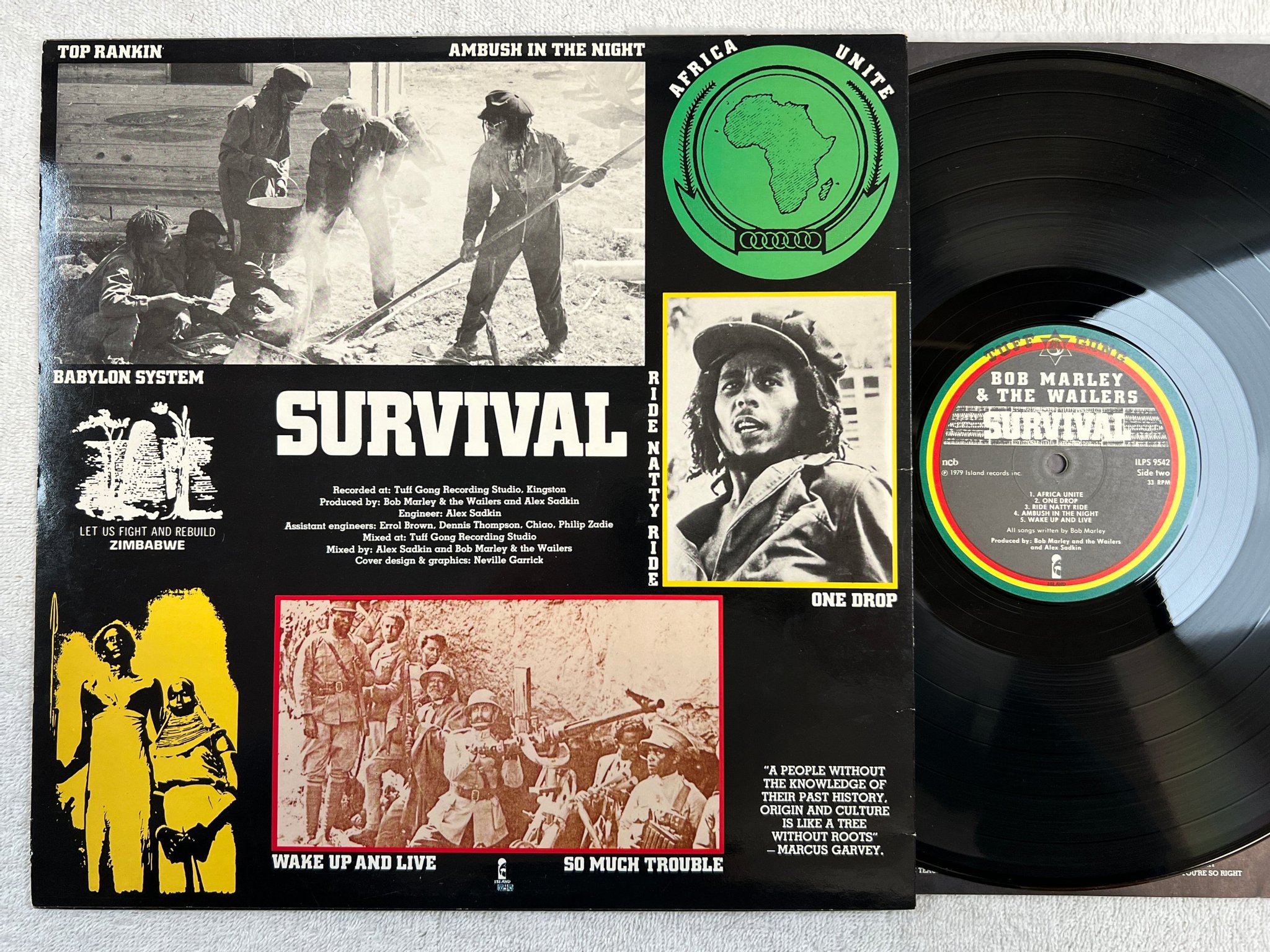 Omslagsbild för skivan BOB MARLEY & THE WAILERS survival LP ncb  TUFF GONG ILPS 9542