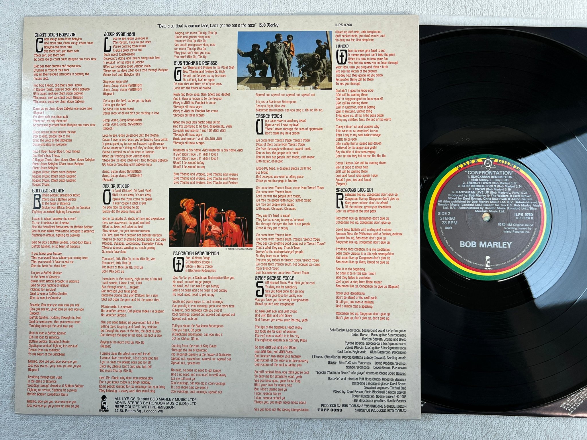 Omslagsbild för skivan BOB MARLEY & THE WAILERS confrontation LP ncb TUFF GONG ILPS 9760