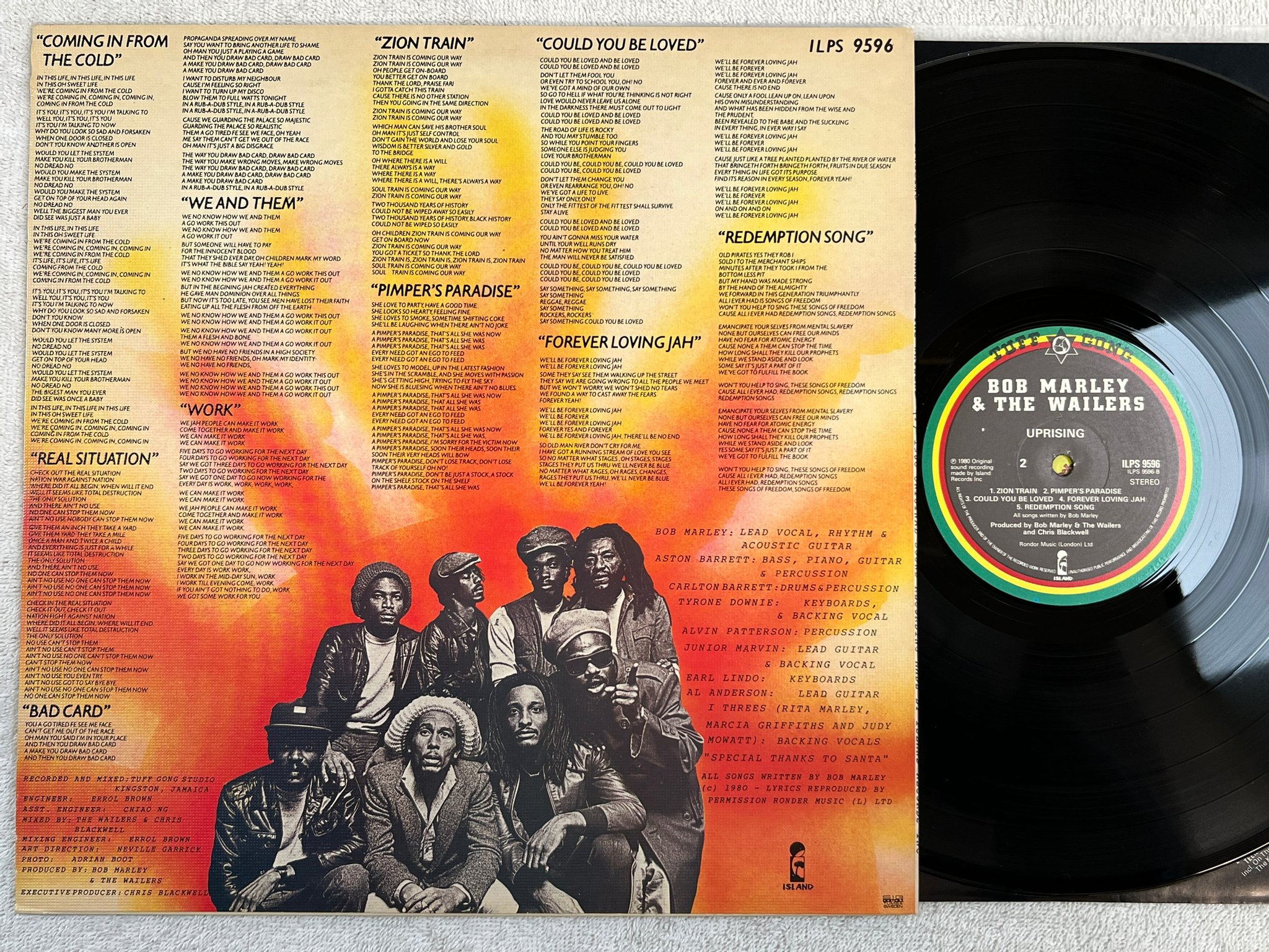 Omslagsbild för skivan BOB MARLEY & THE WAILERS uprising LP  Swe TUFF GONG ILPS 9596