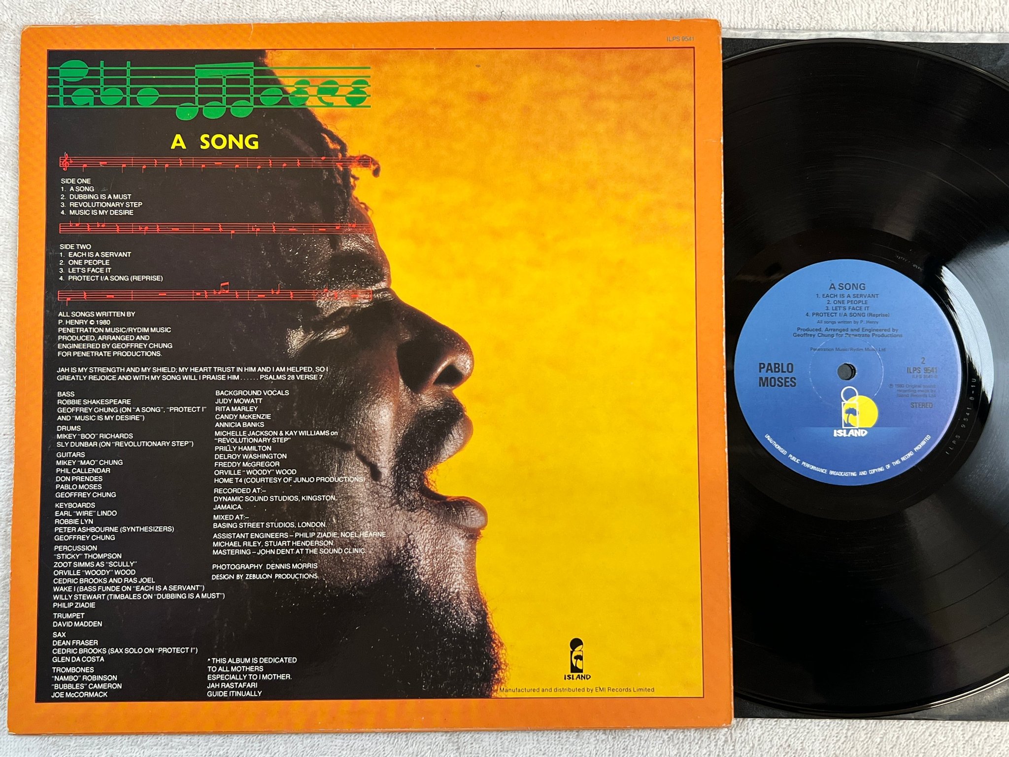 Omslagsbild för skivan PABLO MOSES a song LP -80 UK ISLAND ILPS 9541