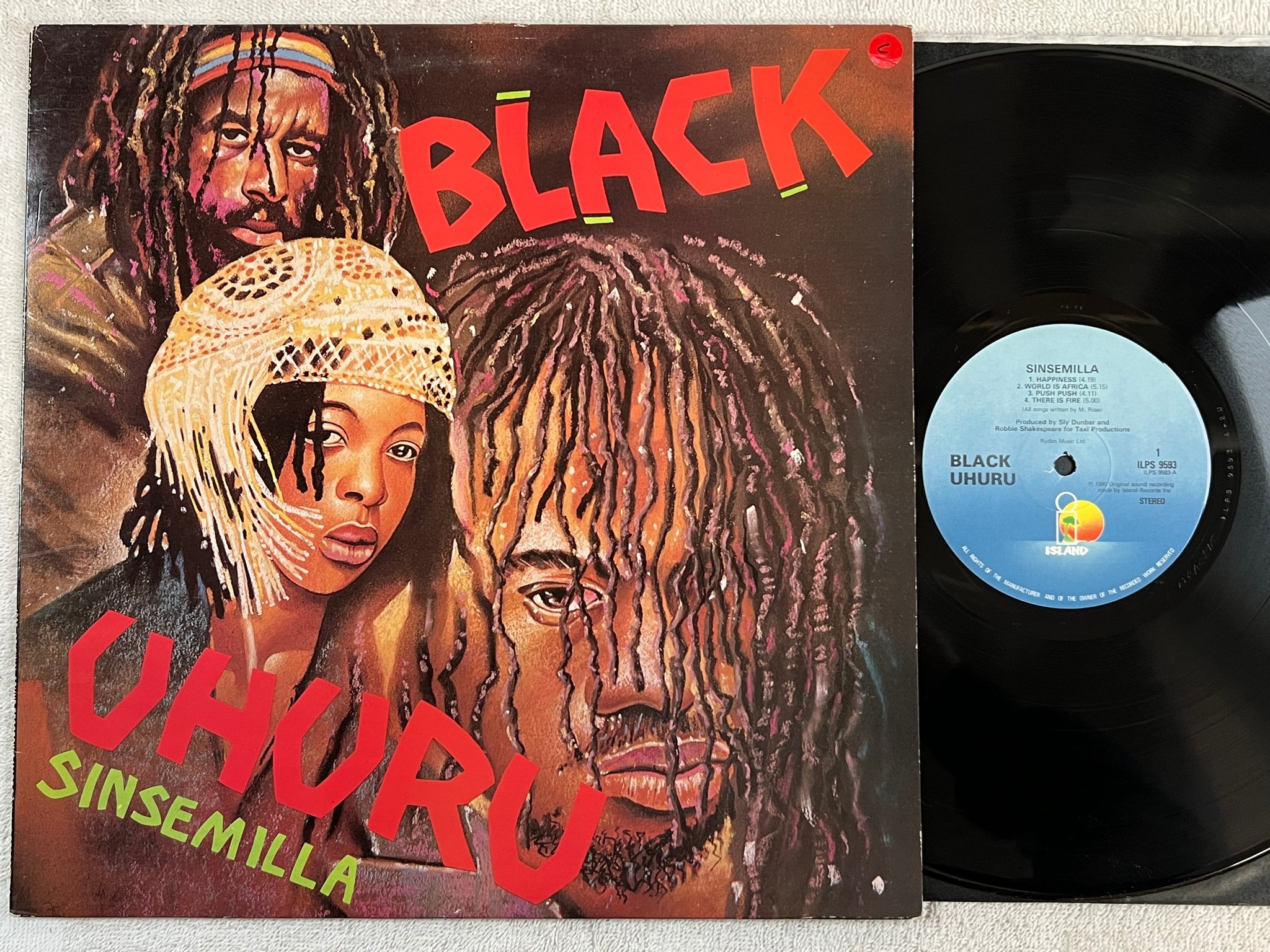Omslagsbild för skivan BLACK UHURU sinsemilla LP -80 UK ISLAND ILPS 9593