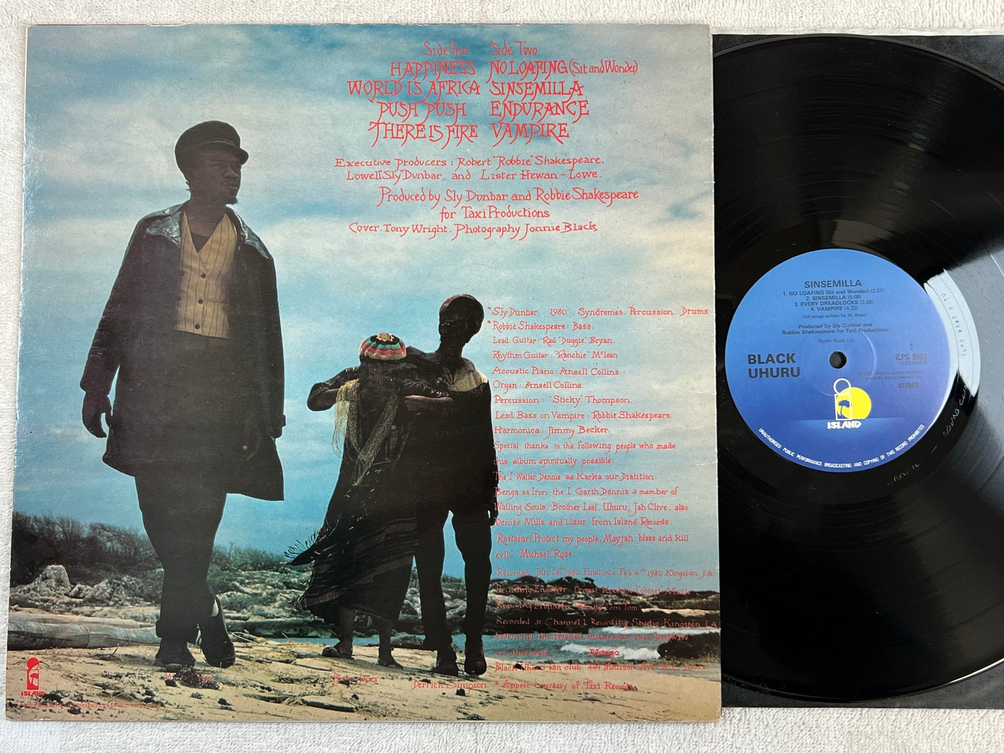 Omslagsbild för skivan BLACK UHURU sinsemilla LP -80 UK ISLAND ILPS 9593