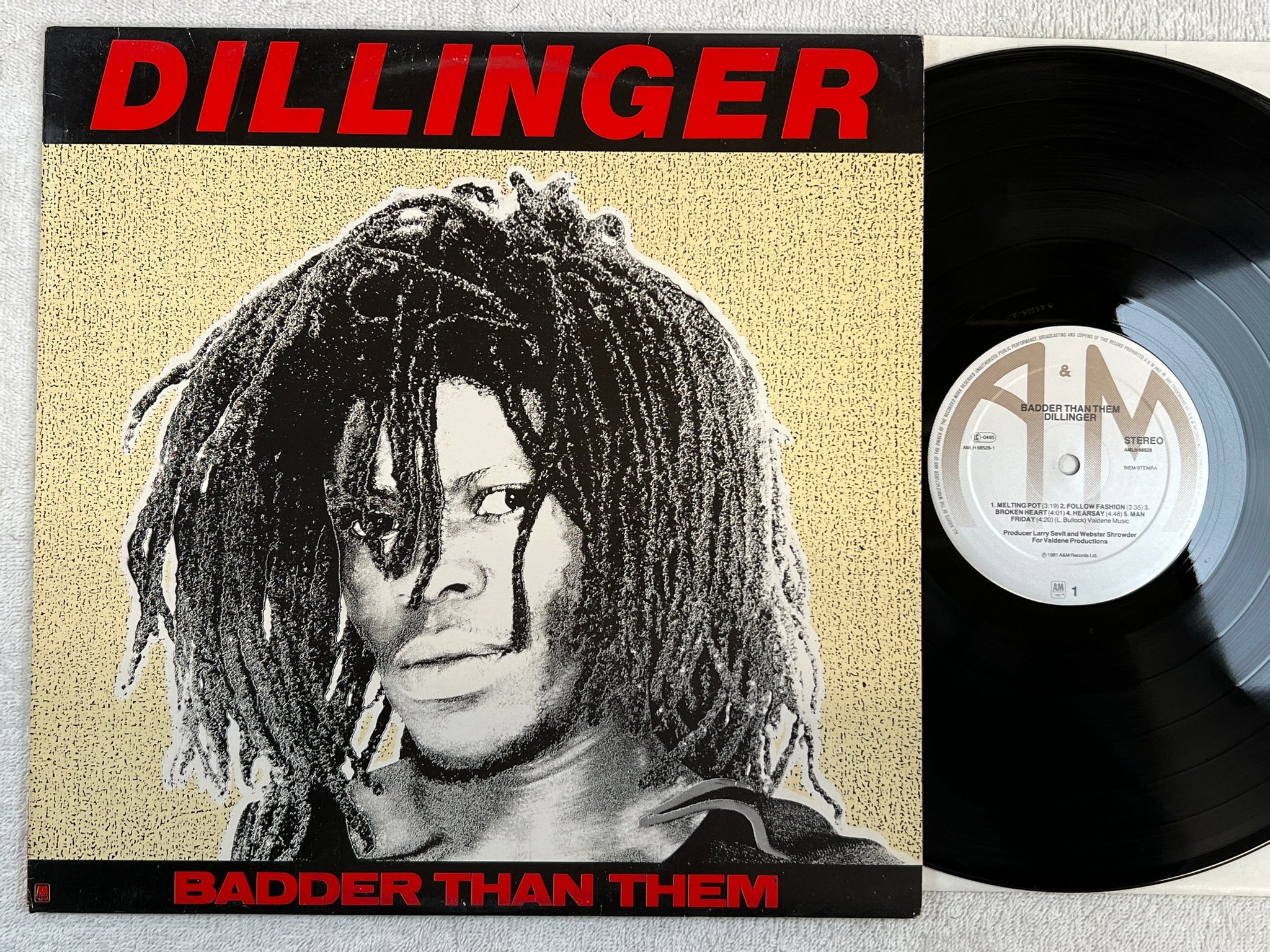 Omslagsbild för skivan DILLINGER badder than them LP -81 Hol A&M AMLH 68528-1