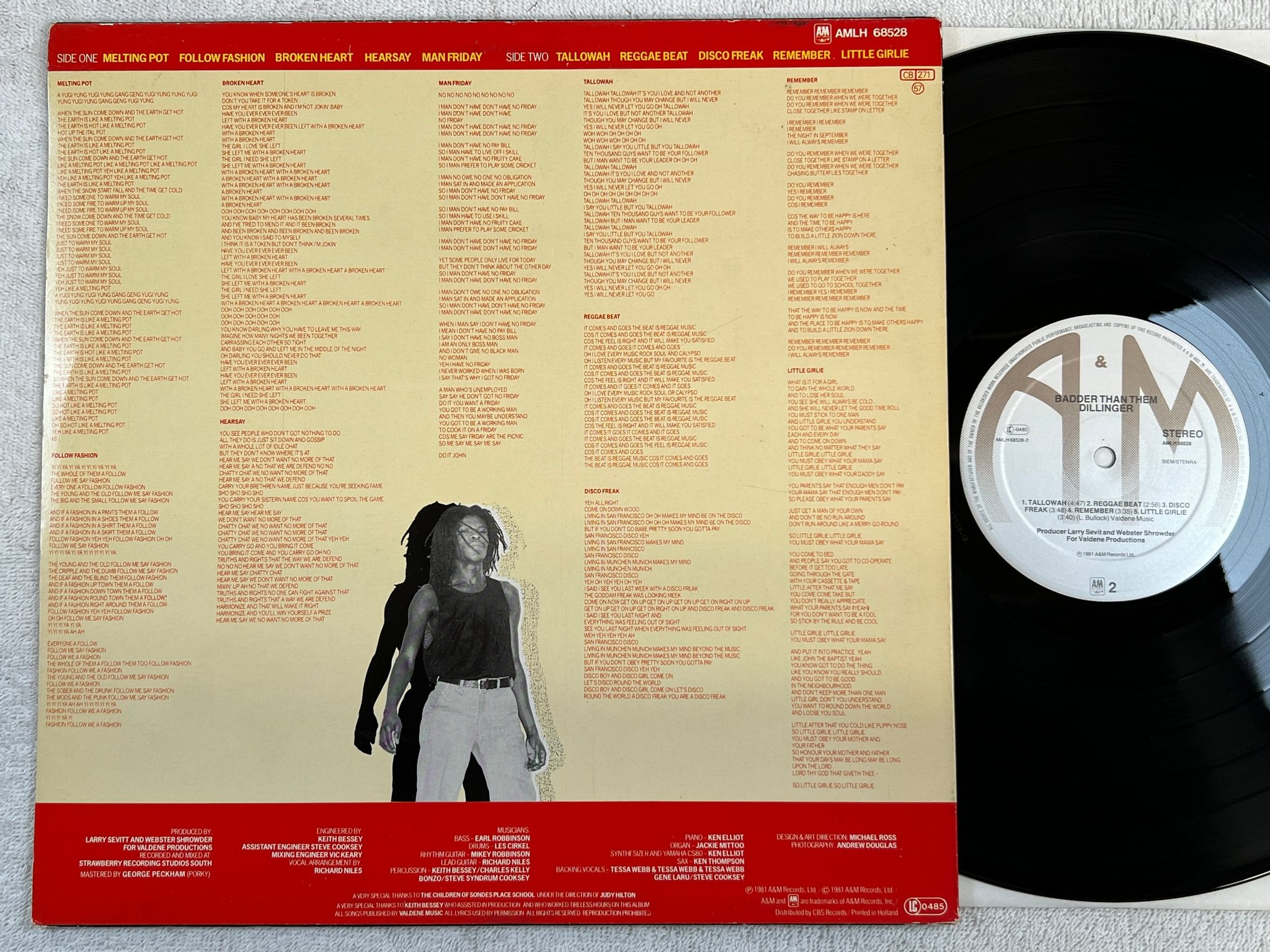 Omslagsbild för skivan DILLINGER badder than them LP -81 Hol A&M AMLH 68528-1