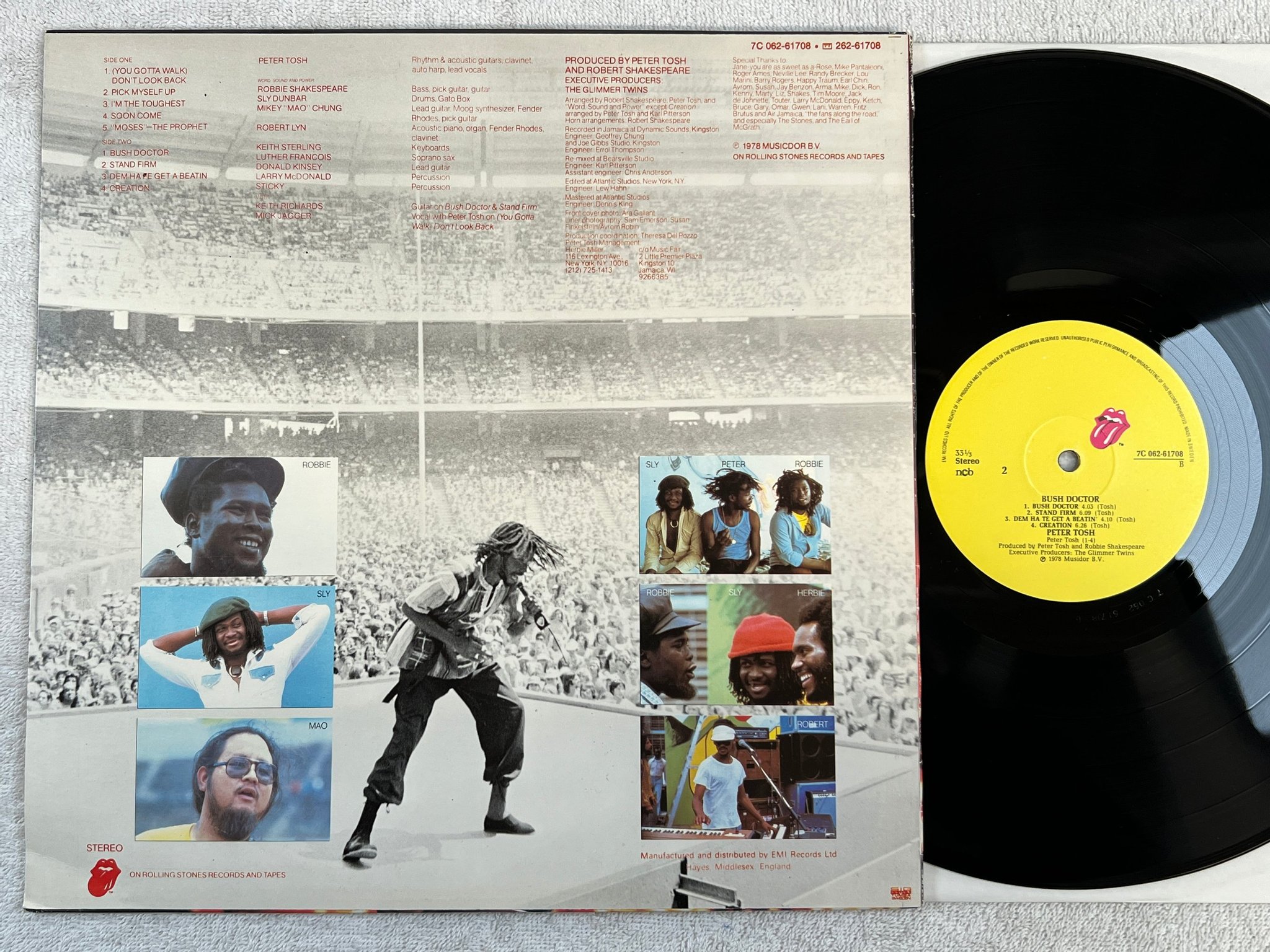 Omslagsbild för skivan PETER TOSH bush doctor LP -78 ncb ROLLING STONES 7C 062-61708