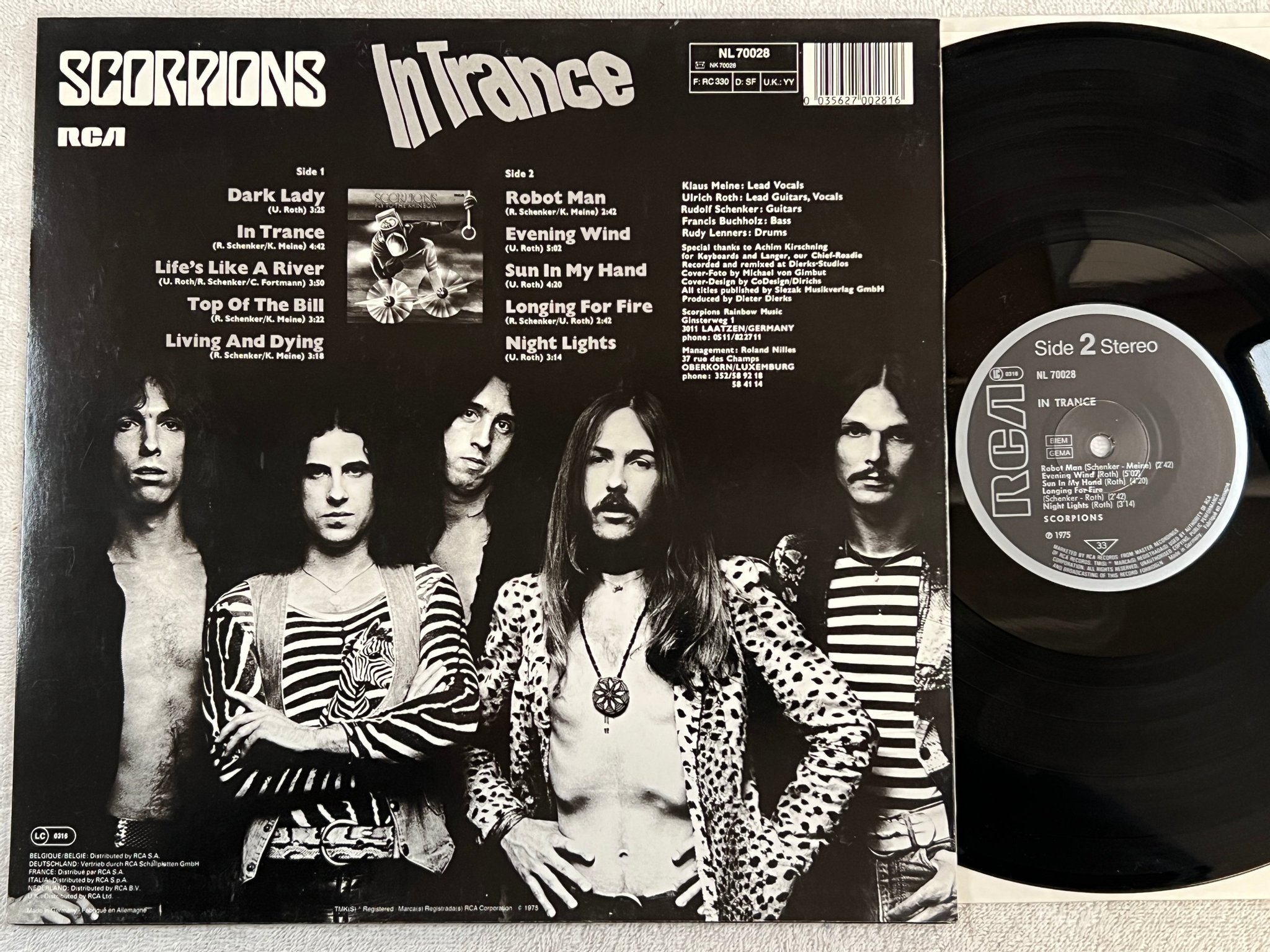 Omslagsbild för skivan SCORPIONS in trance LP re Ger RCA NL 70028