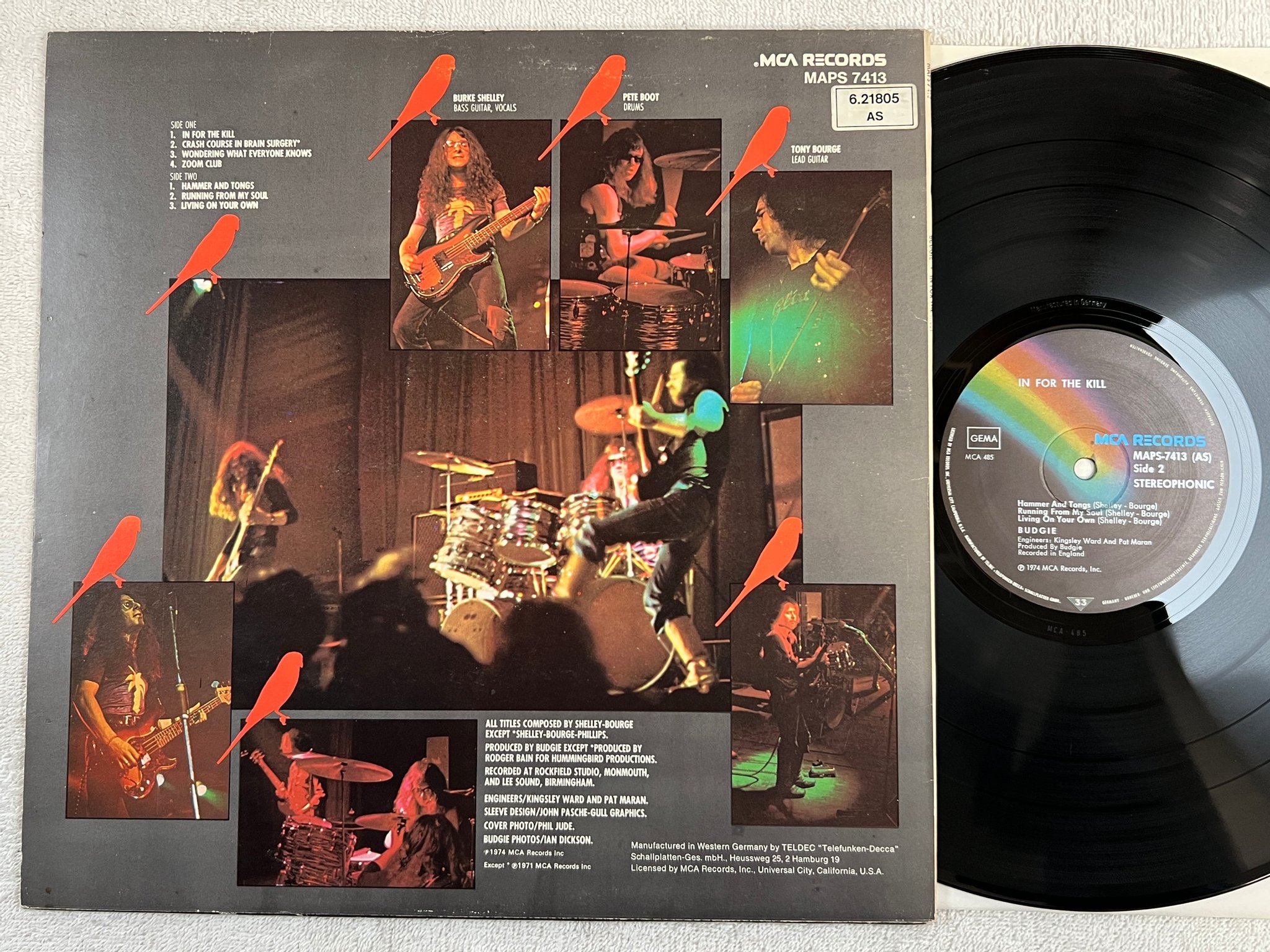 Omslagsbild för skivan BUDGIE in for the kill LP Ger MCA MAPS 7431