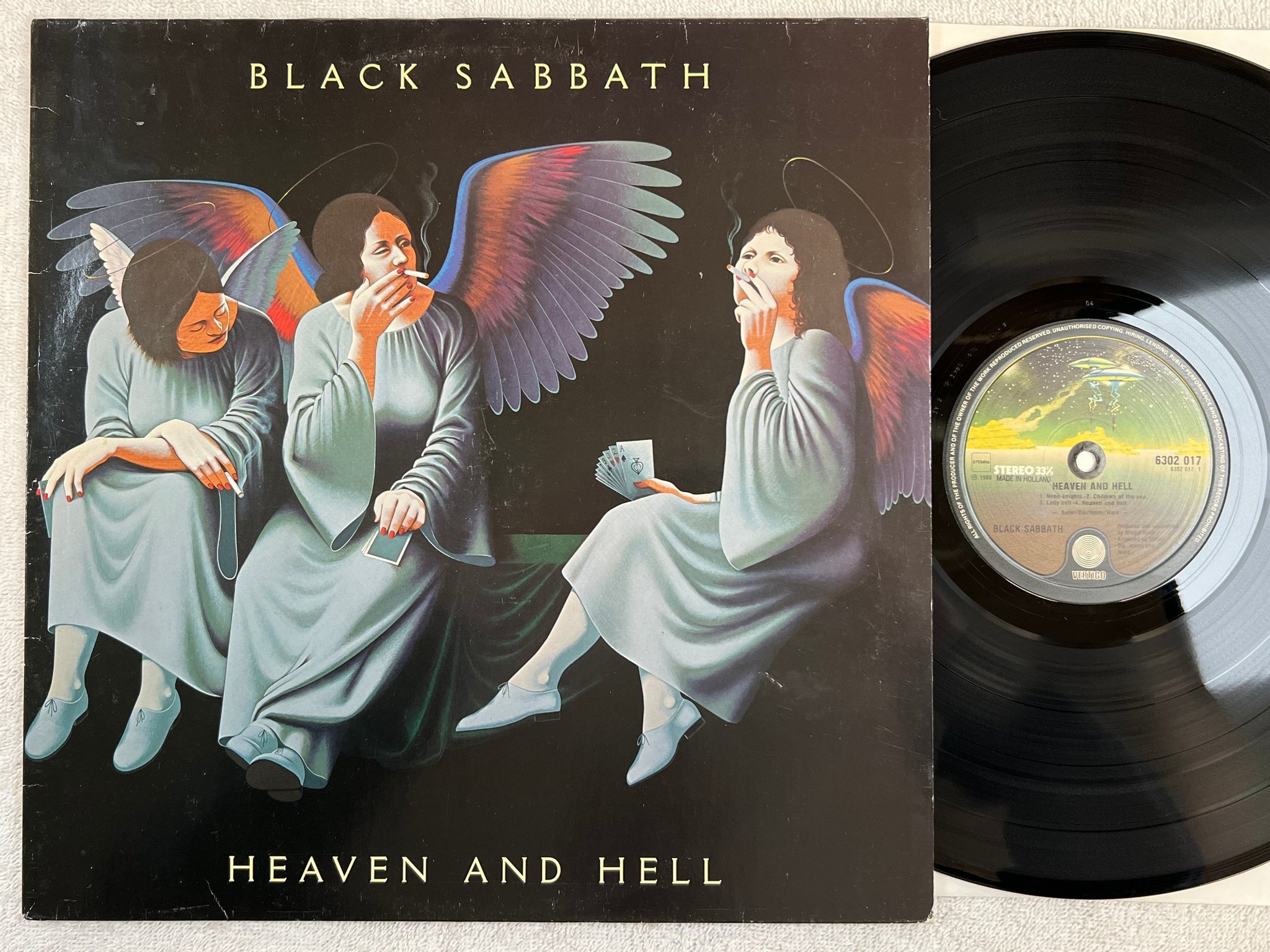 Omslagsbild för skivan BLACK SABBATH heaven and hell LP -80 Hol VERTIGO 6302017