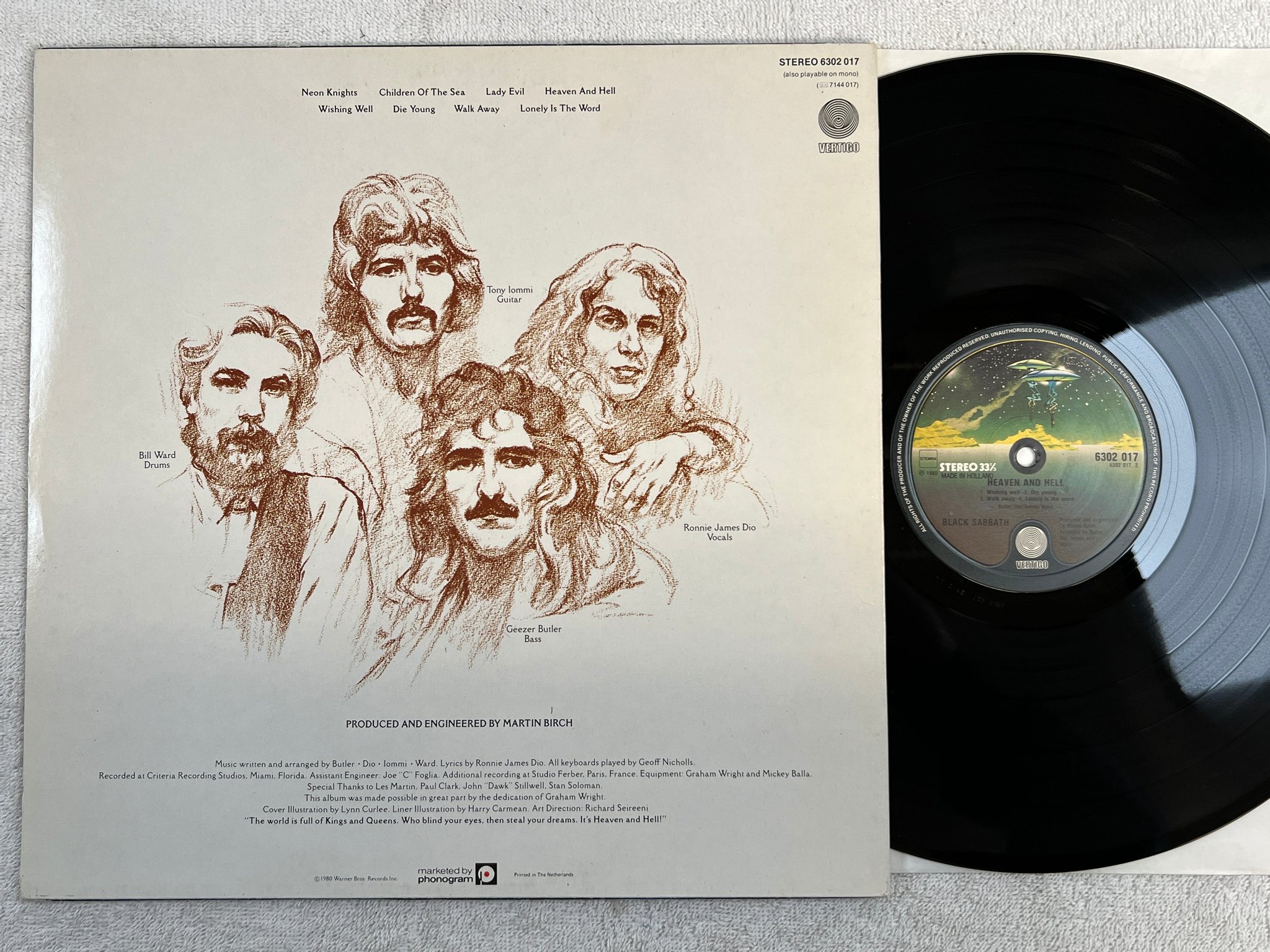 Omslagsbild för skivan BLACK SABBATH heaven and hell LP -80 Hol VERTIGO 6302017