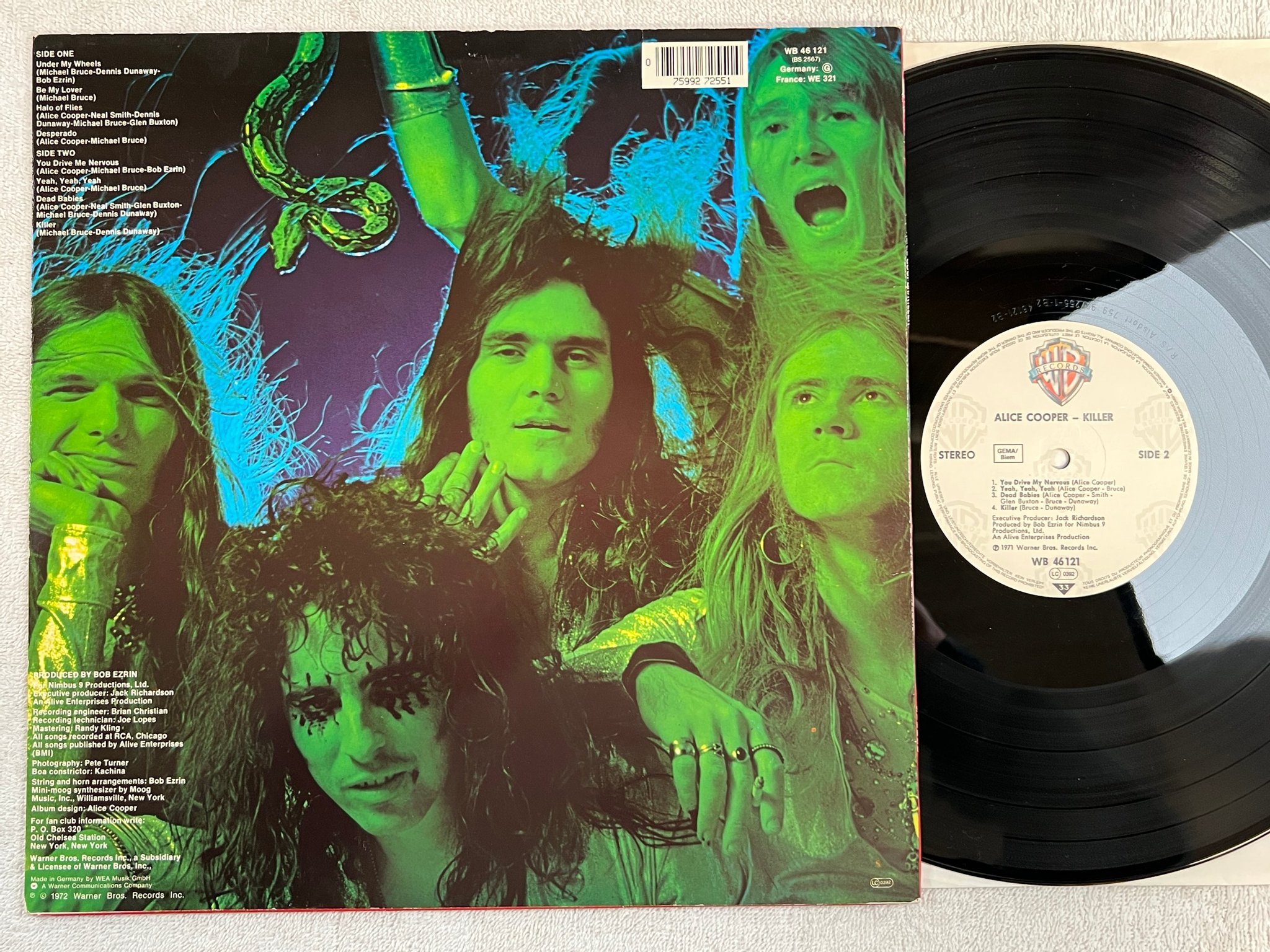 Omslagsbild för skivan ALICE COOPER killer LP re  Ger WARNER BROS WB 46121