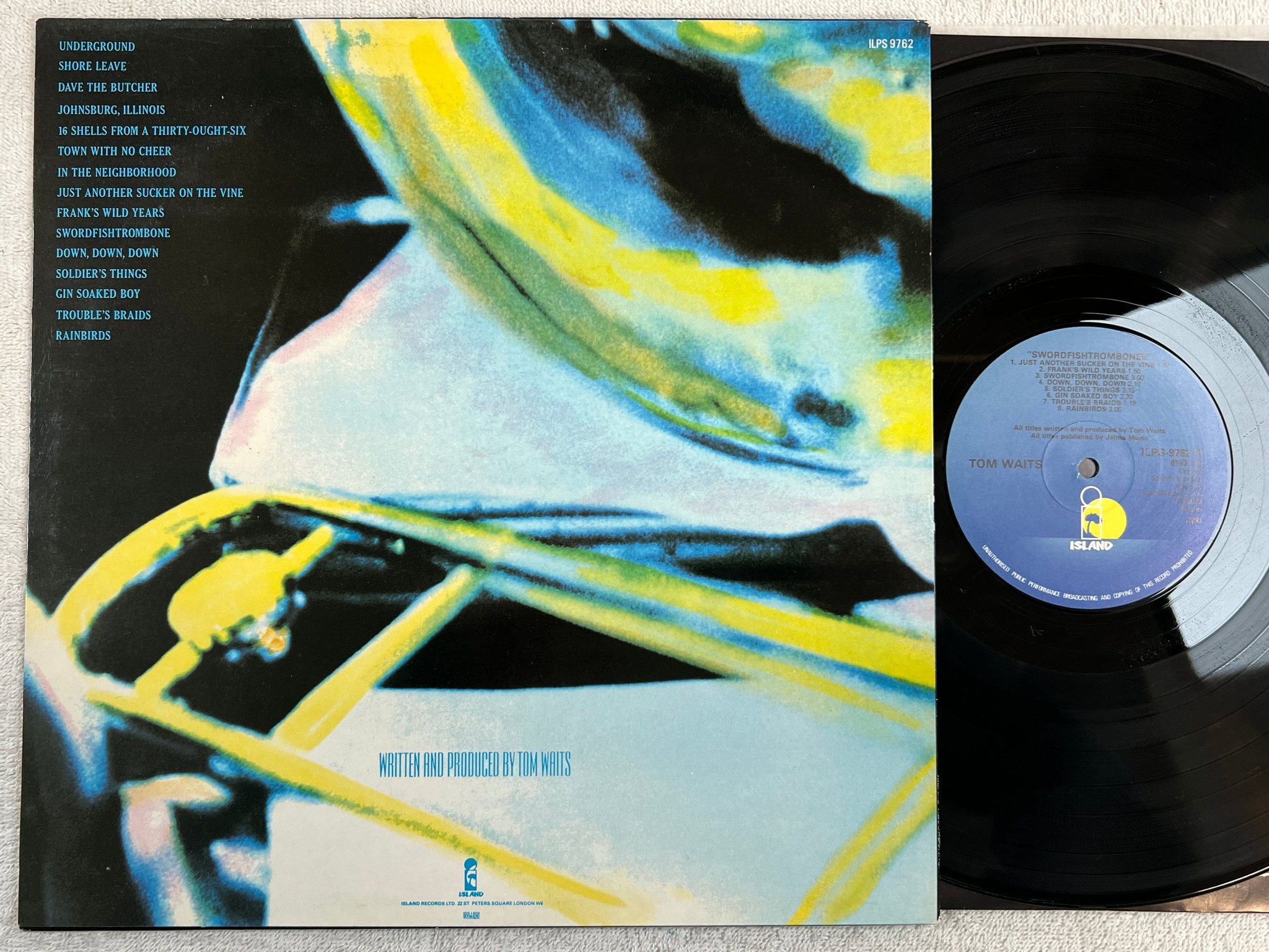 Omslagsbild för skivan TOM WAITS swordfishtrombones LP -83 ncb ISLAND ILPS 9762