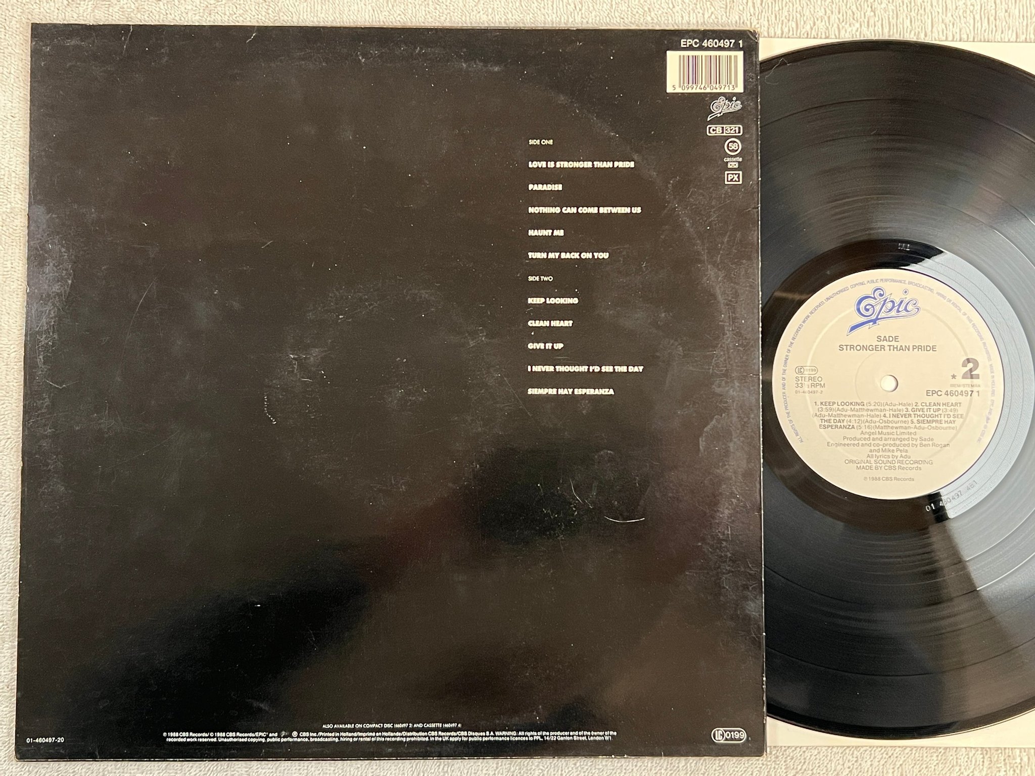 Omslagsbild för skivan SADE stronger than pride LP -88 Hol EPIC EPC 460497 1