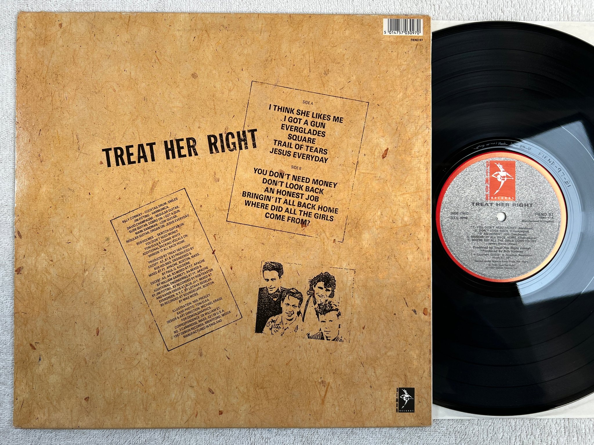 Omslagsbild för skivan TREAT HER RIGHT s/t LP -87 UK DEMON FIEND 97 indie blues