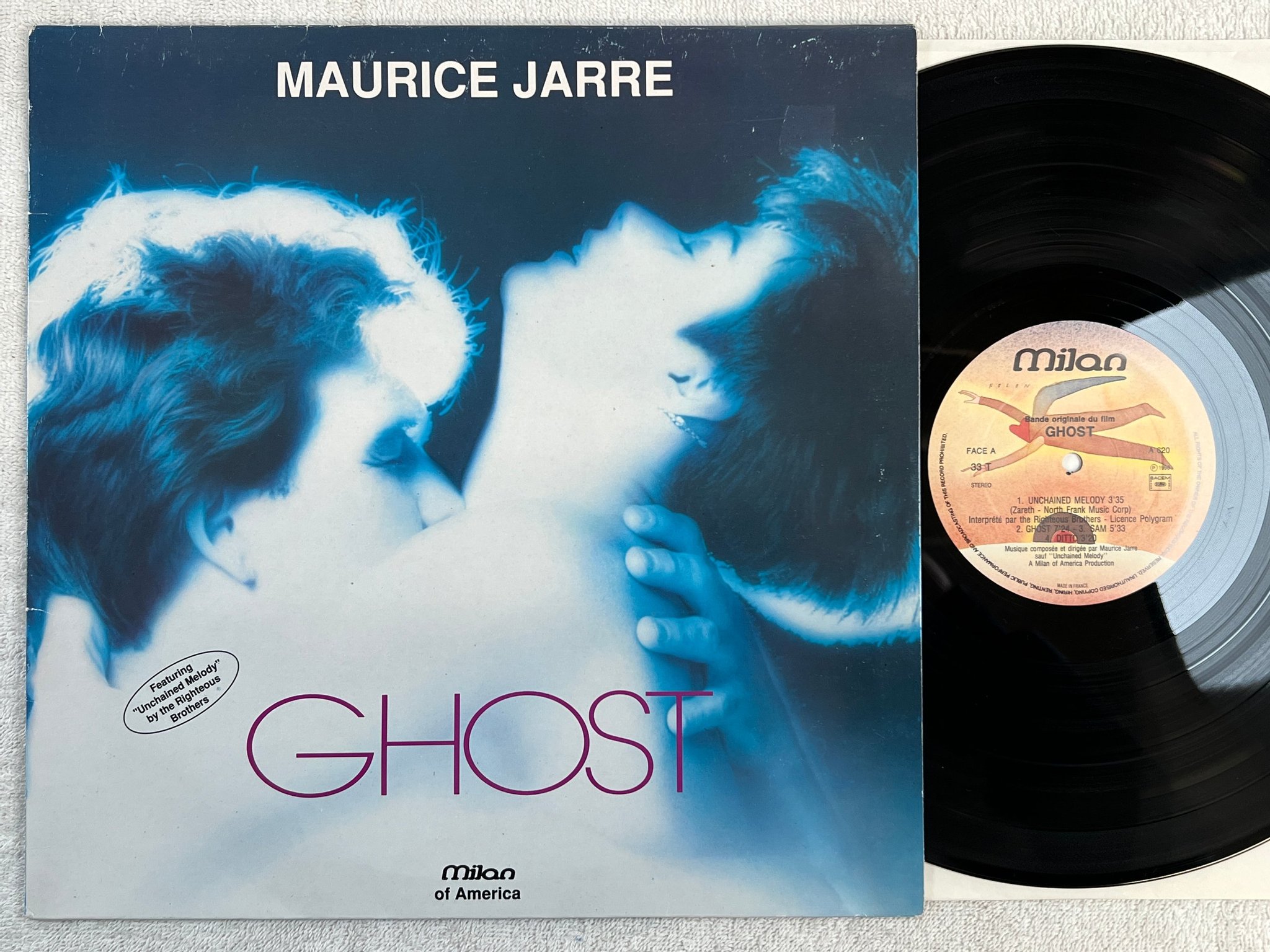 Omslagsbild för skivan MAURICE JARRE ghost LP -90 Fra MILAN 620
