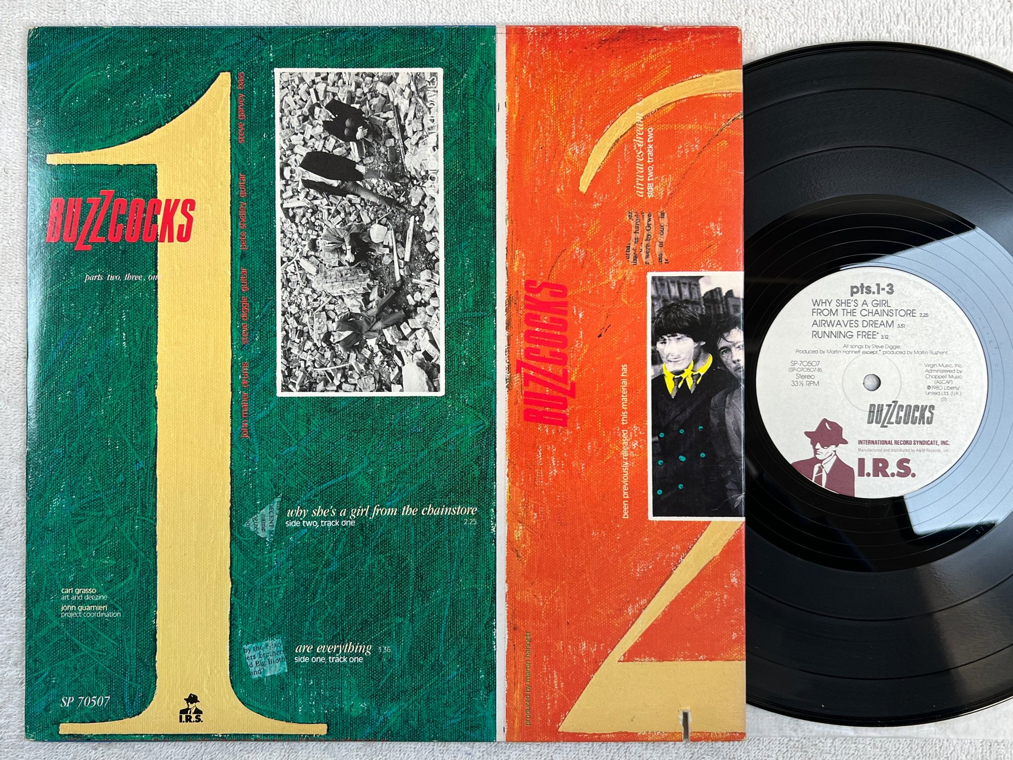Omslagsbild för skivan BUZZCOCKS pts 1-3 LP -80 US I.R.S. SP 70507