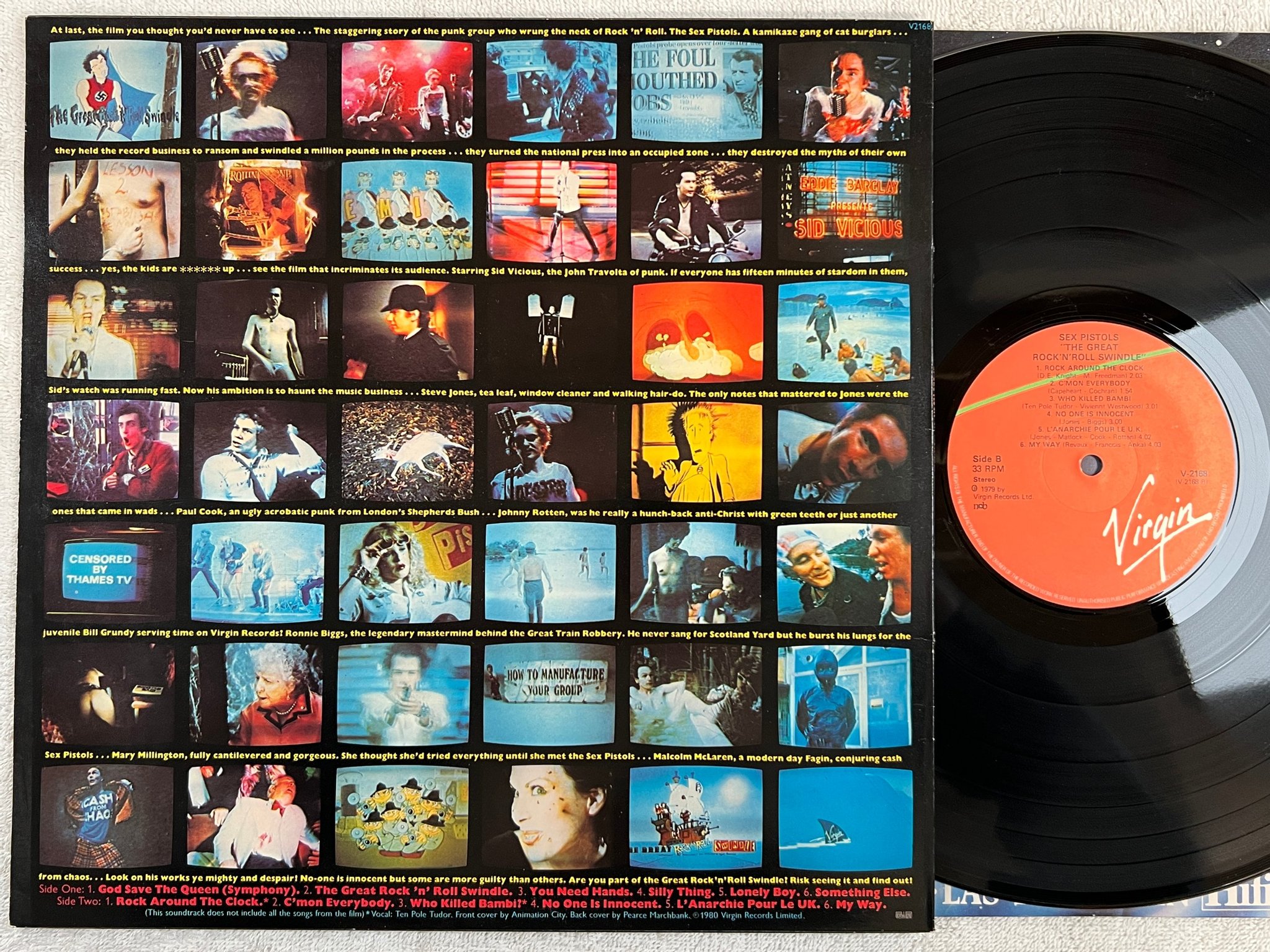 Omslagsbild för skivan SEX PISTOLS the great rock n roll swindle LP -79 ncb VIRGIN V 2168