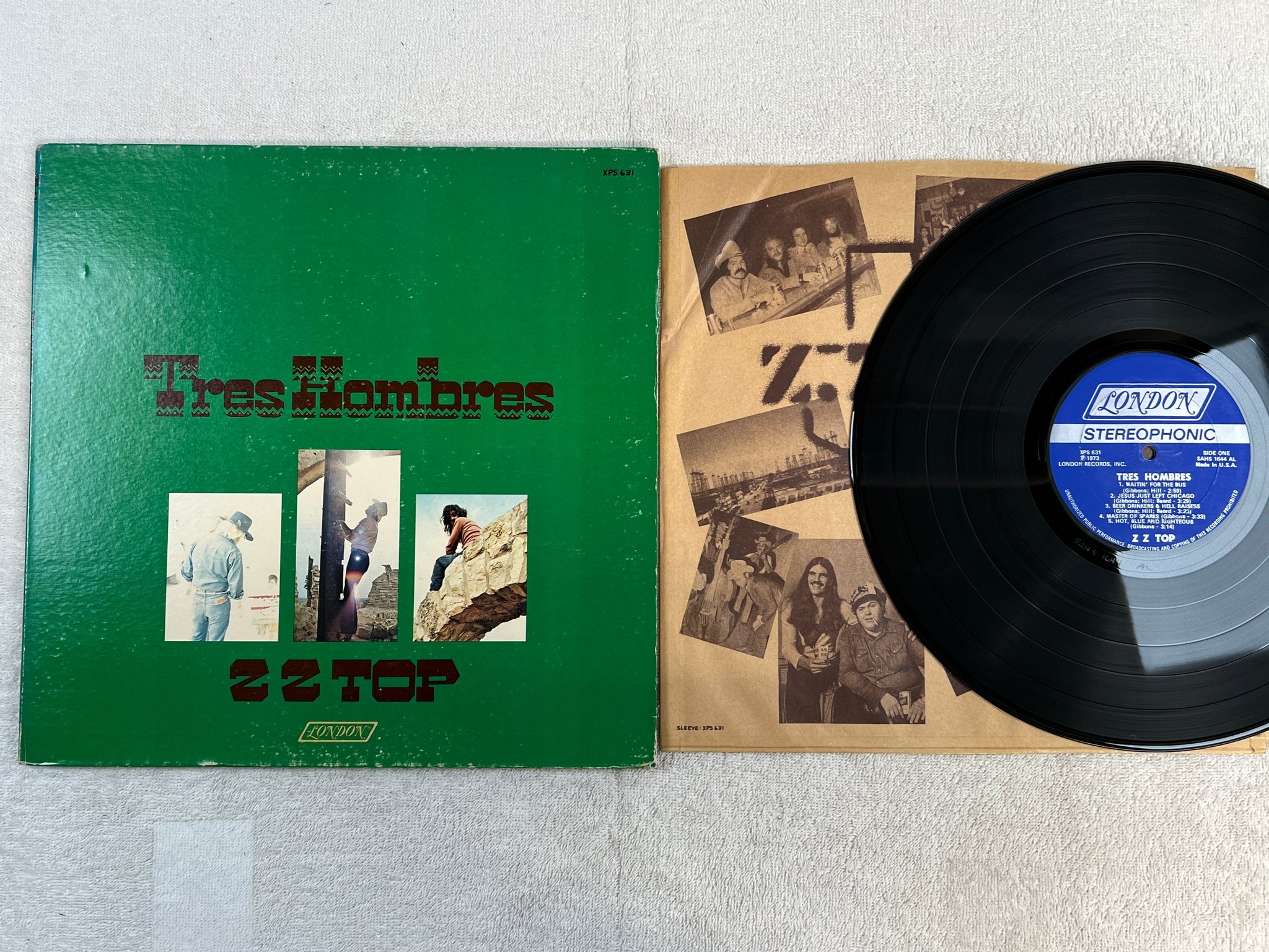 Omslagsbild för skivan ZZ TOP tres hombres LP -73 US LONDON XPS 631