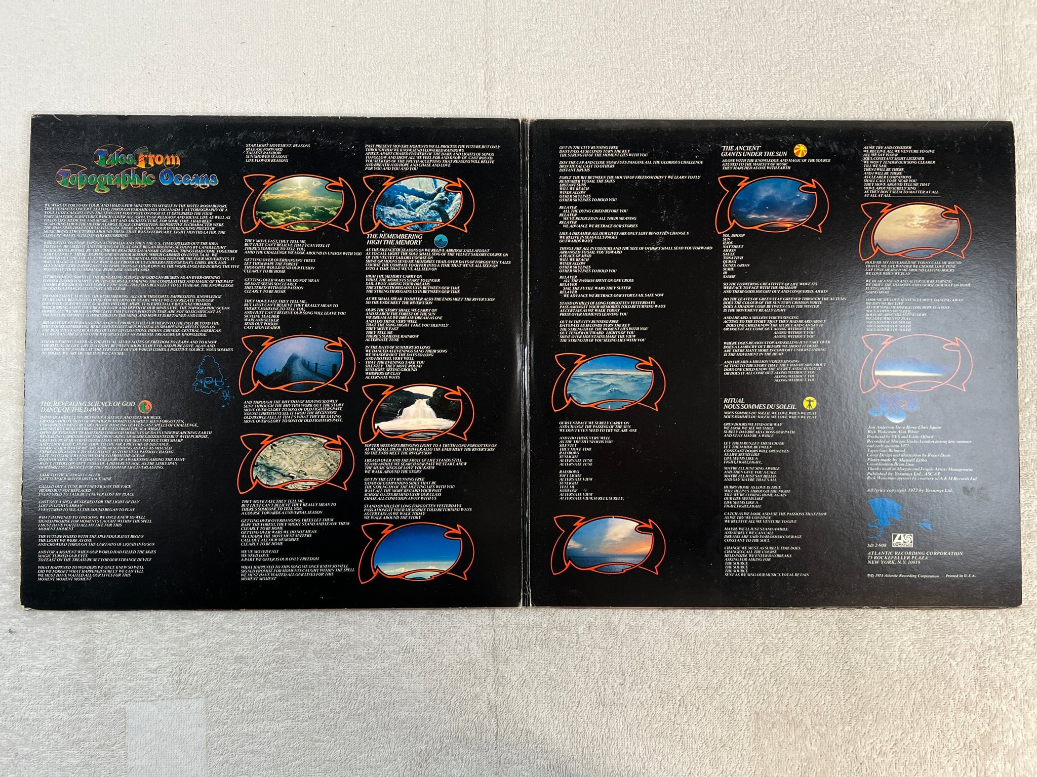 Omslagsbild för skivan YES tales from topographic oceans 2xLP -73 US ATLANTIC SD 2-908-1