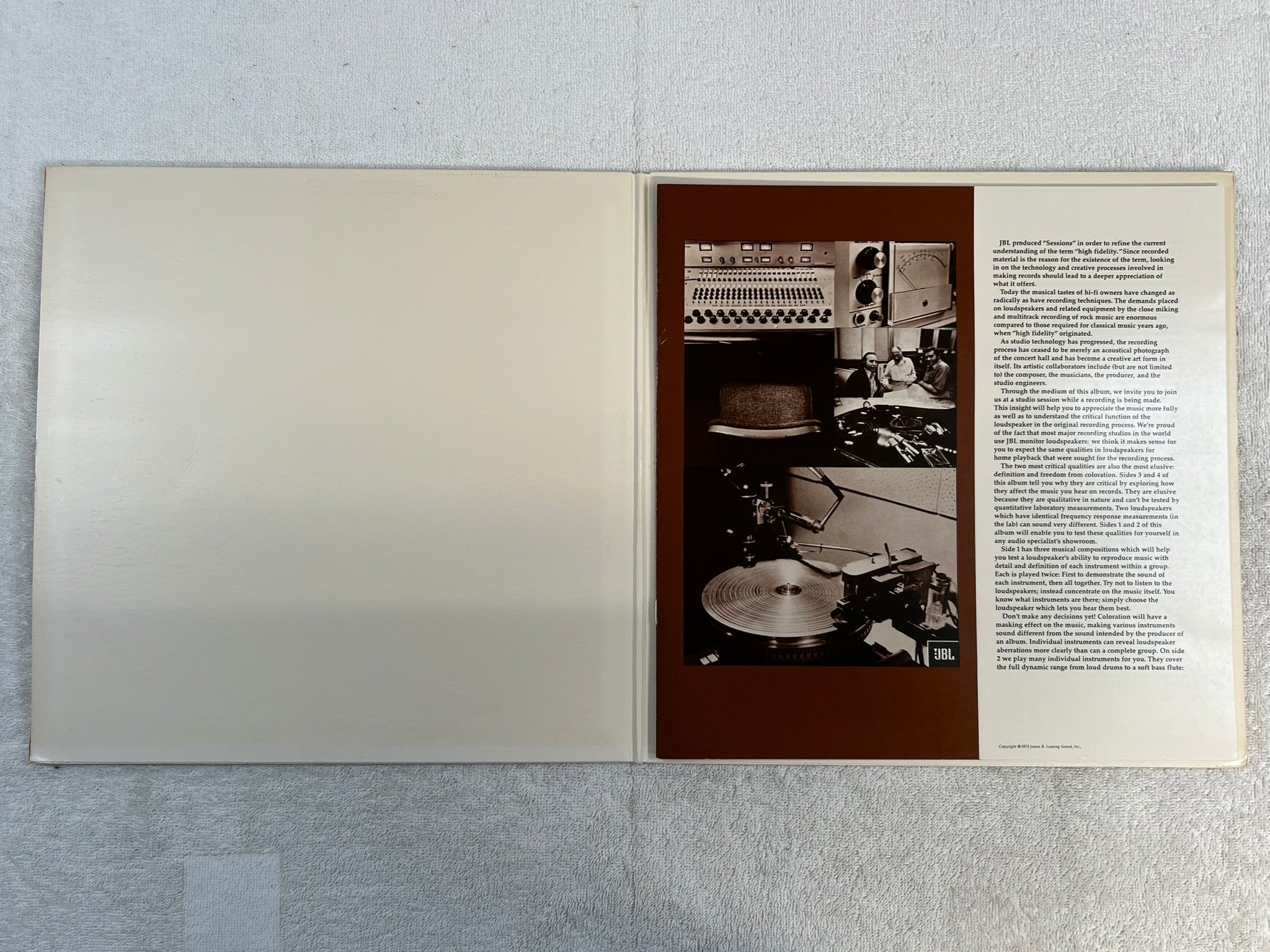 Omslagsbild för skivan V/A Sessions 2xLP -73 US JBL this is infact a guide to how records are made