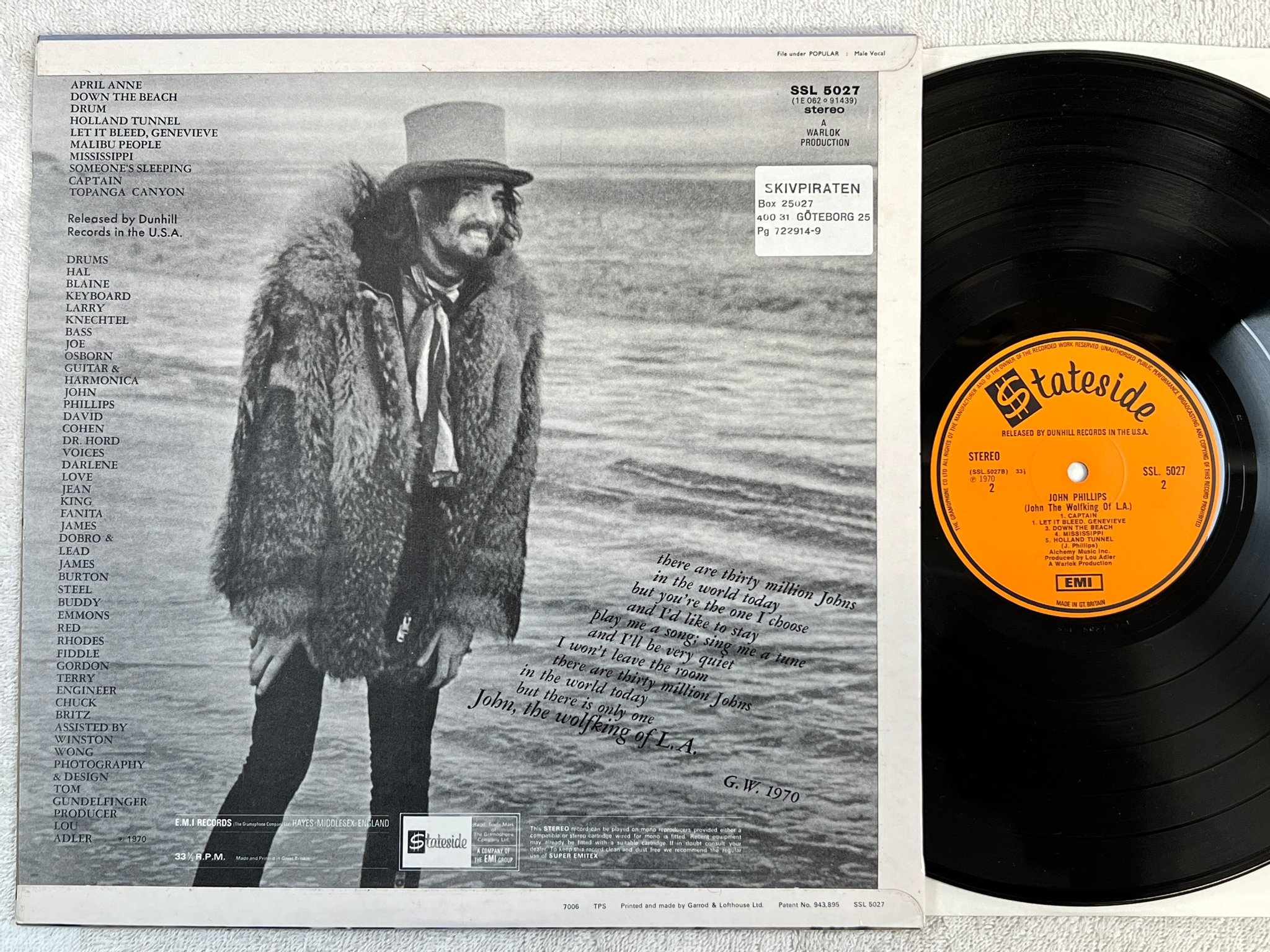 Omslagsbild för skivan JOHN PHILIPS s/t LP -70 UK STATESIDE SSL 5027