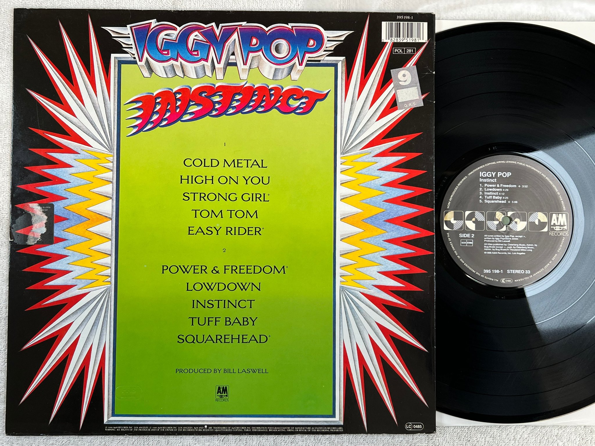 Omslagsbild för skivan IGGY POP instinct LP -88 Ger A&M 395 198-1