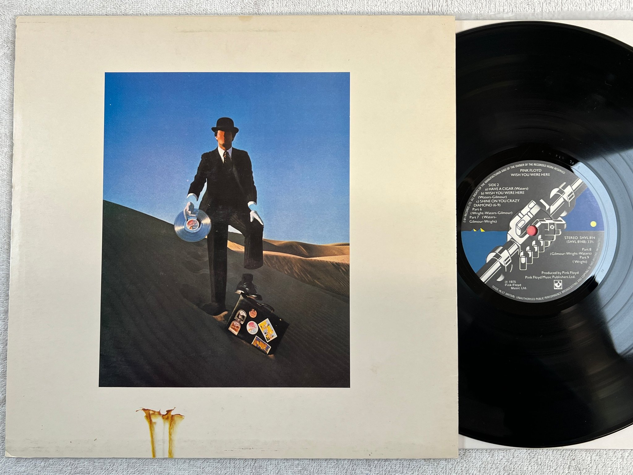 Omslagsbild för skivan PINK FLOYD wish you were here LP UK HARVEST SHVL 814