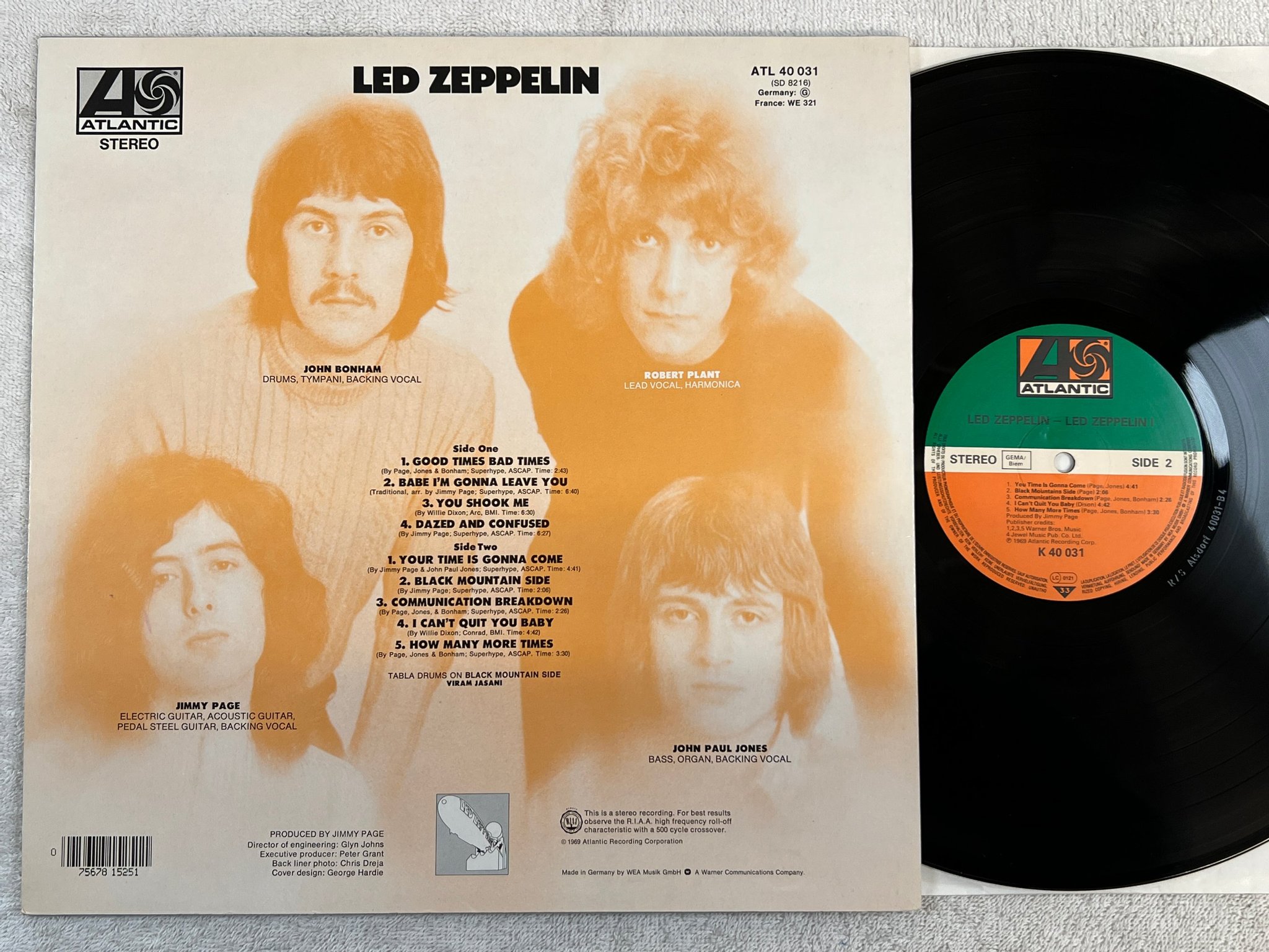 Omslagsbild för skivan LED ZEPPELIN s/t LP Ger ATLANTIC K 40031