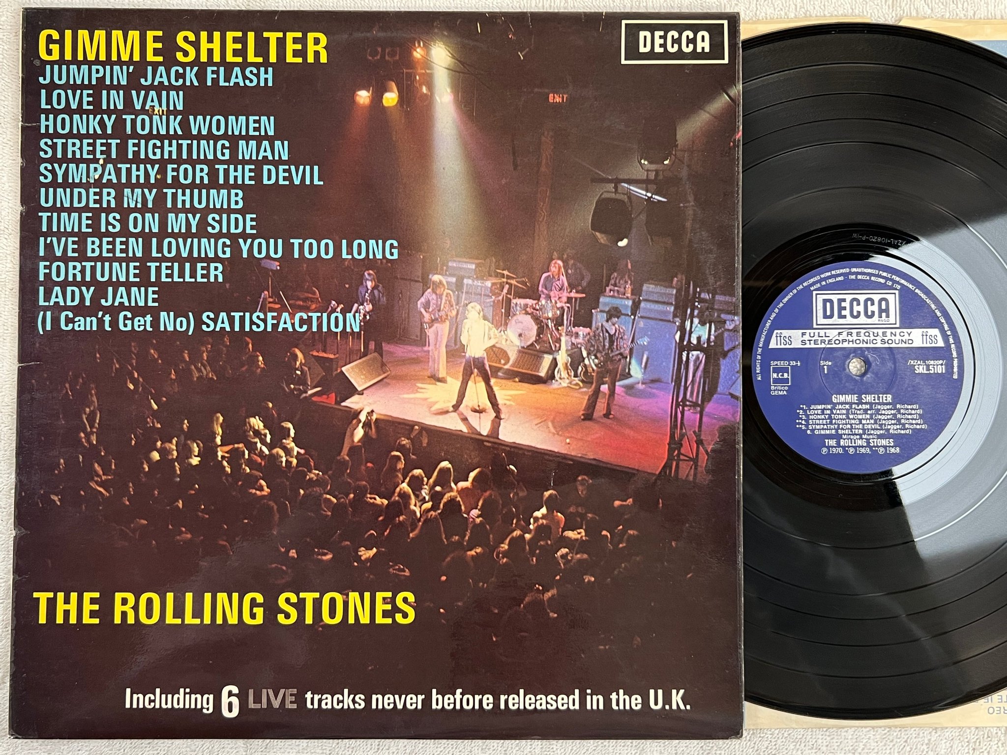 Omslagsbild för skivan ROLLING STONES gimmie shelter LP UK DECCA SKL 5101