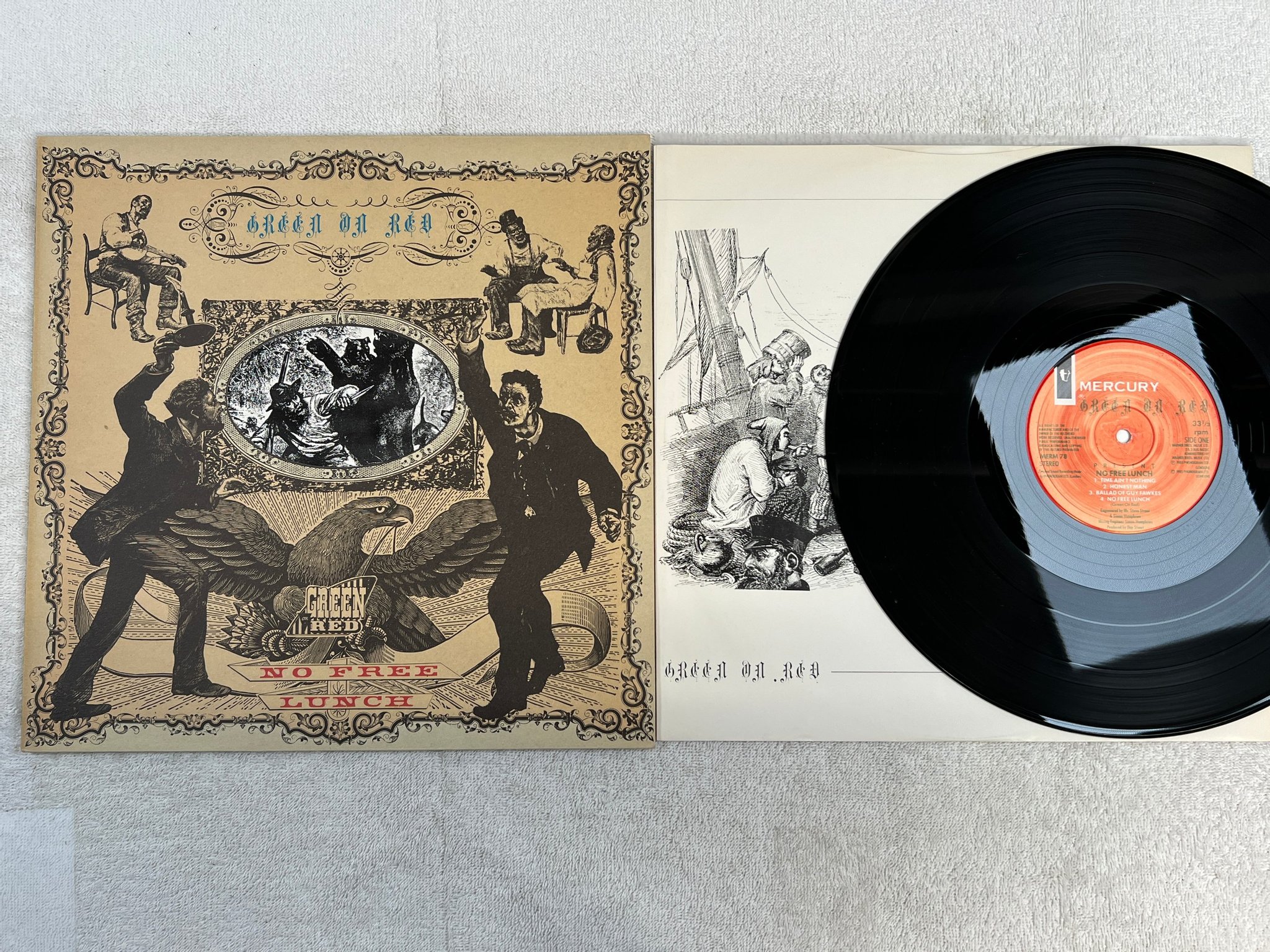 Omslagsbild för skivan GREEN ON RED no free lunch LP -85 UK MERCURY MERM 78