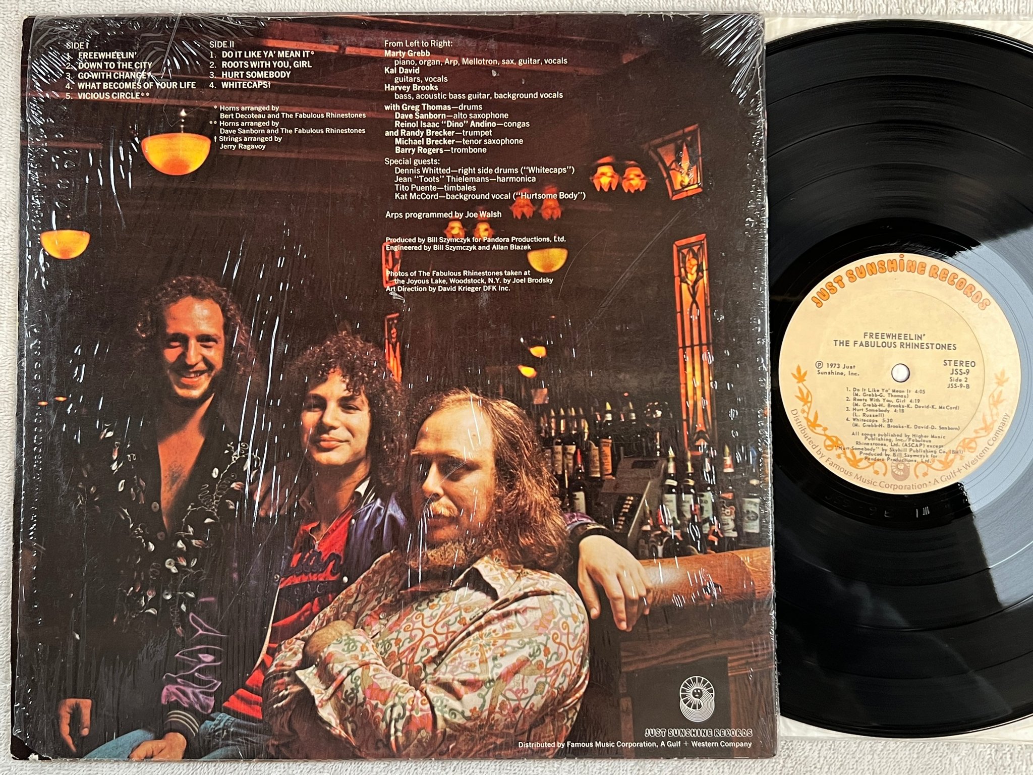 Omslagsbild för skivan THE FABULOUS RHINESTONES freewheelin’ LP -73 US JUST SUNSHINE JSS-9