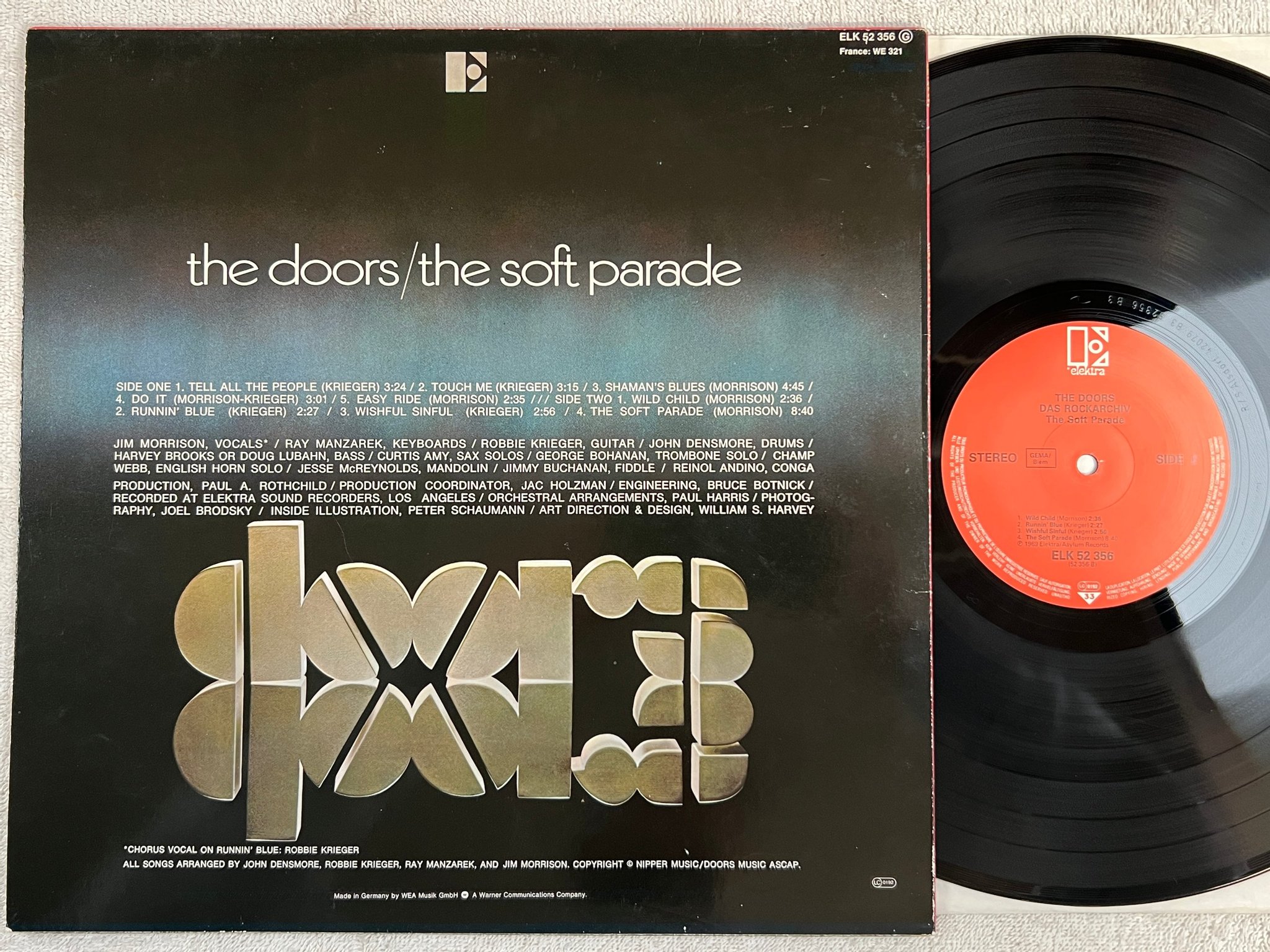 Omslagsbild för skivan THE DOORS the soft parade LP re Ger WEA / ELEKTRA ELK 52356