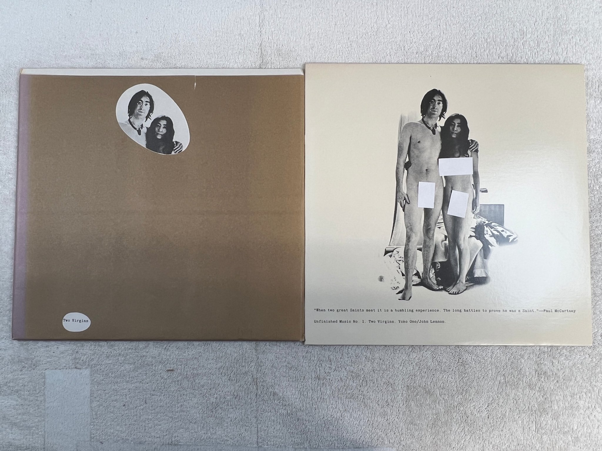 Omslagsbild för skivan JOHN LENNON & YOKO ONO two virgins LP APPLE T-5001