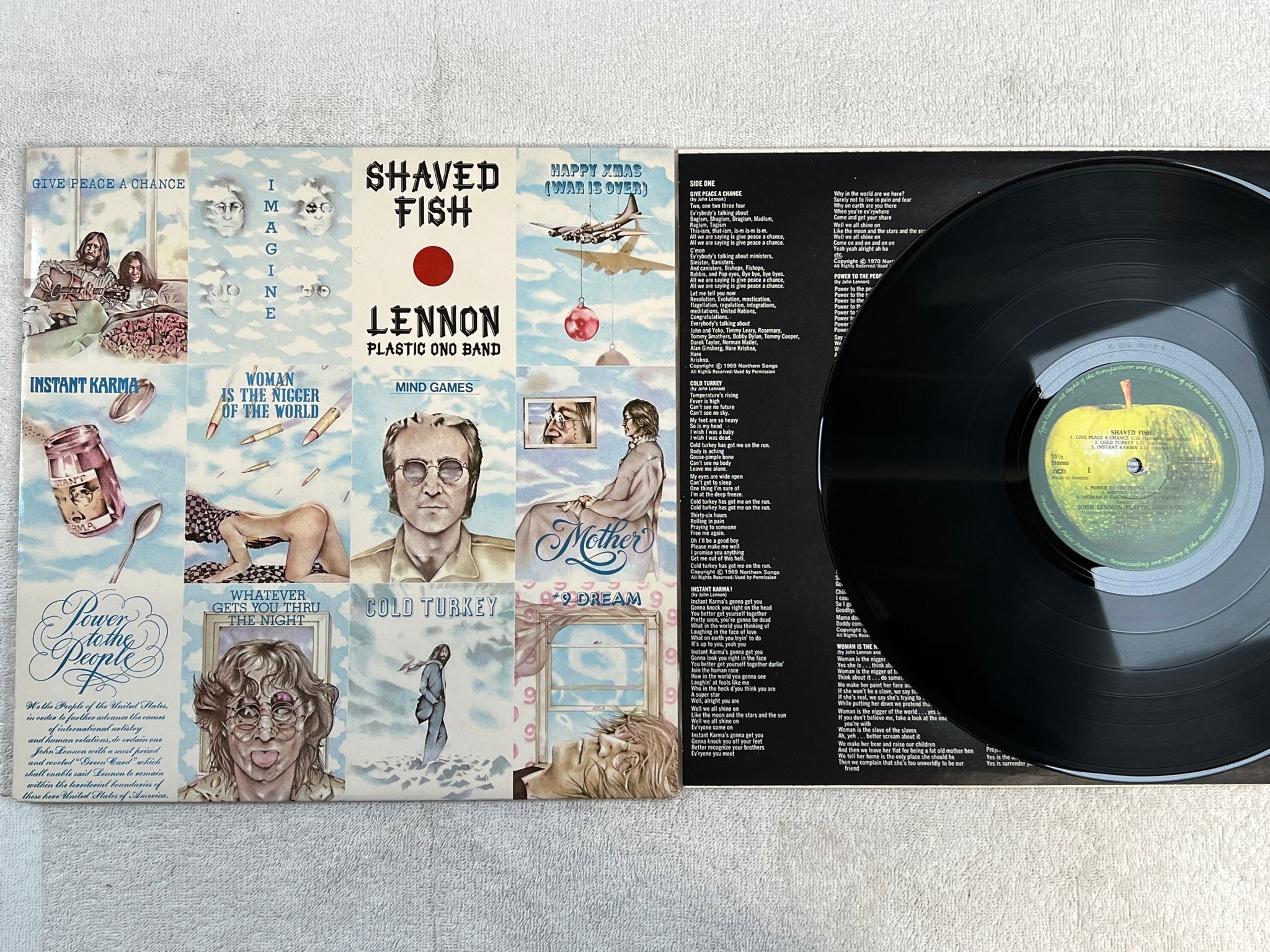 Omslagsbild för skivan JOHN LENNON & YOKO ONO shaved fish LP ncb APPLE 7C 062-05987