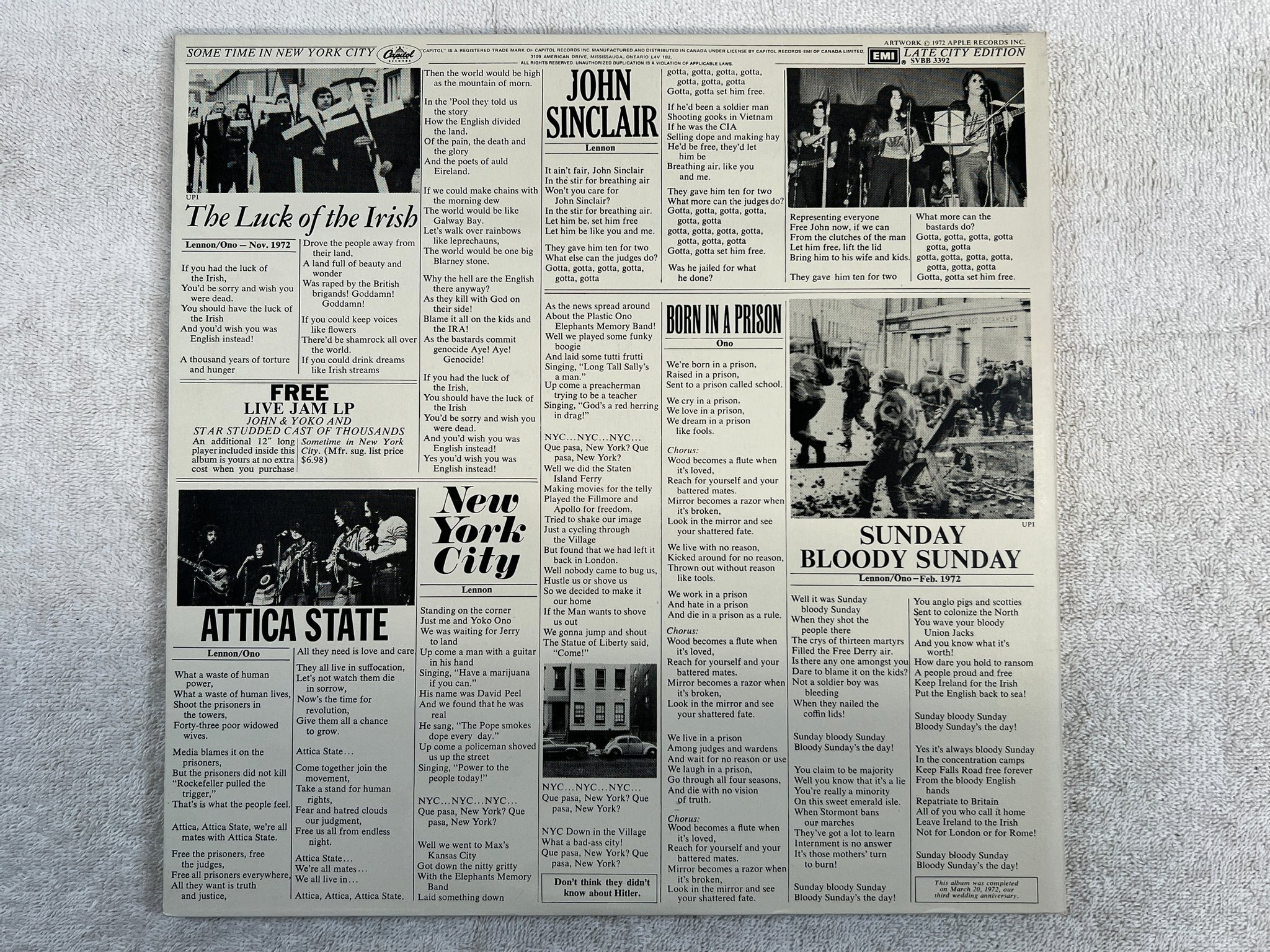 Omslagsbild för skivan JOHN LENNON & YOKO ONO w/ FRANK ZAPPA live jam 2xLP Can CAPITOL SVBB 3392