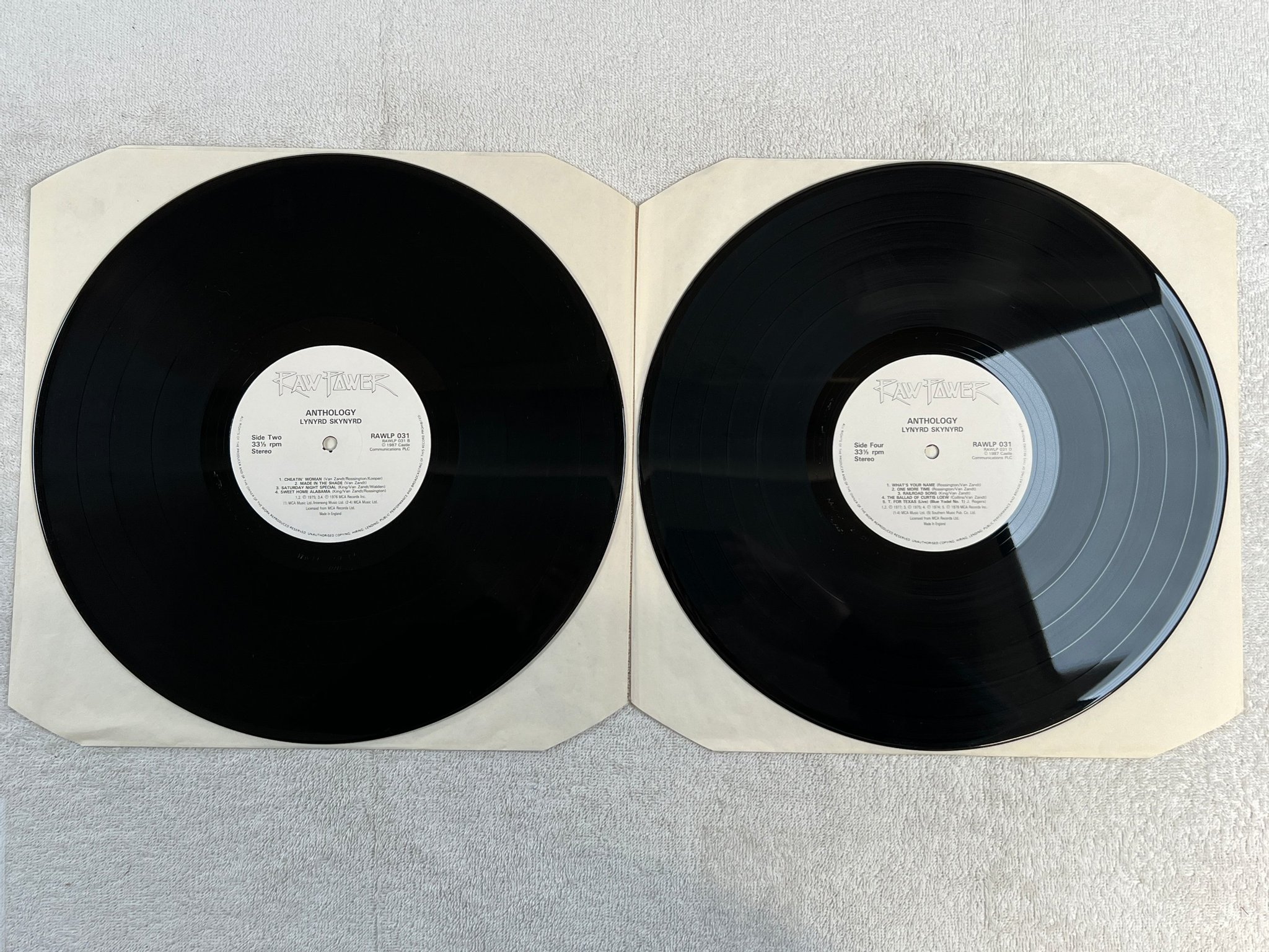 Omslagsbild för skivan LYNARD SKYNARD anthology 2xLP -87 UK RAW POWER RAWLP 031