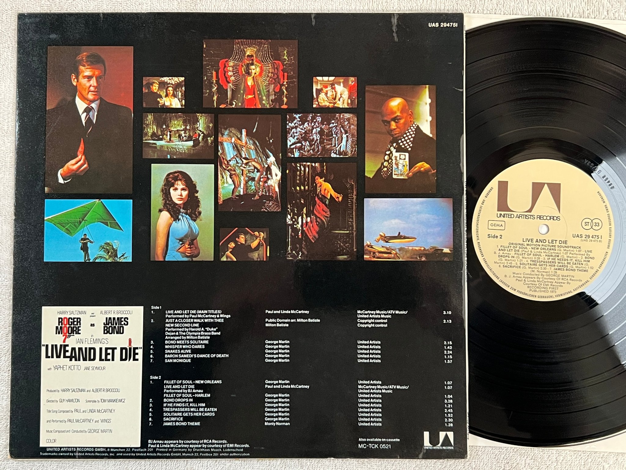 Omslagsbild för skivan GEORGE MARTIN live and let die LP Ger UNITED ARTISTS UAS 29475 I