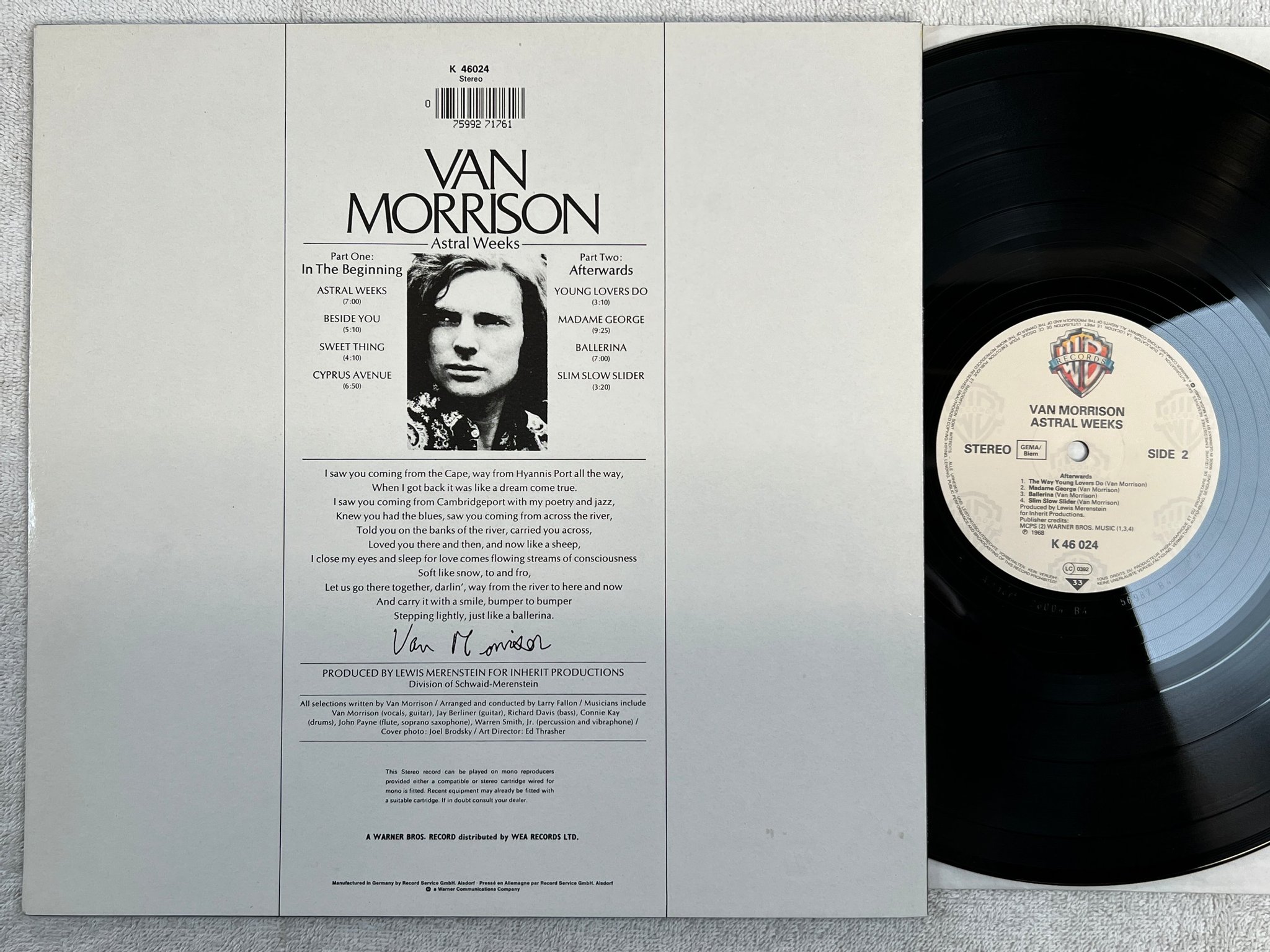 Omslagsbild för skivan VAN MORRSION astral weeks LP re Ger WARNER BROS K 46024