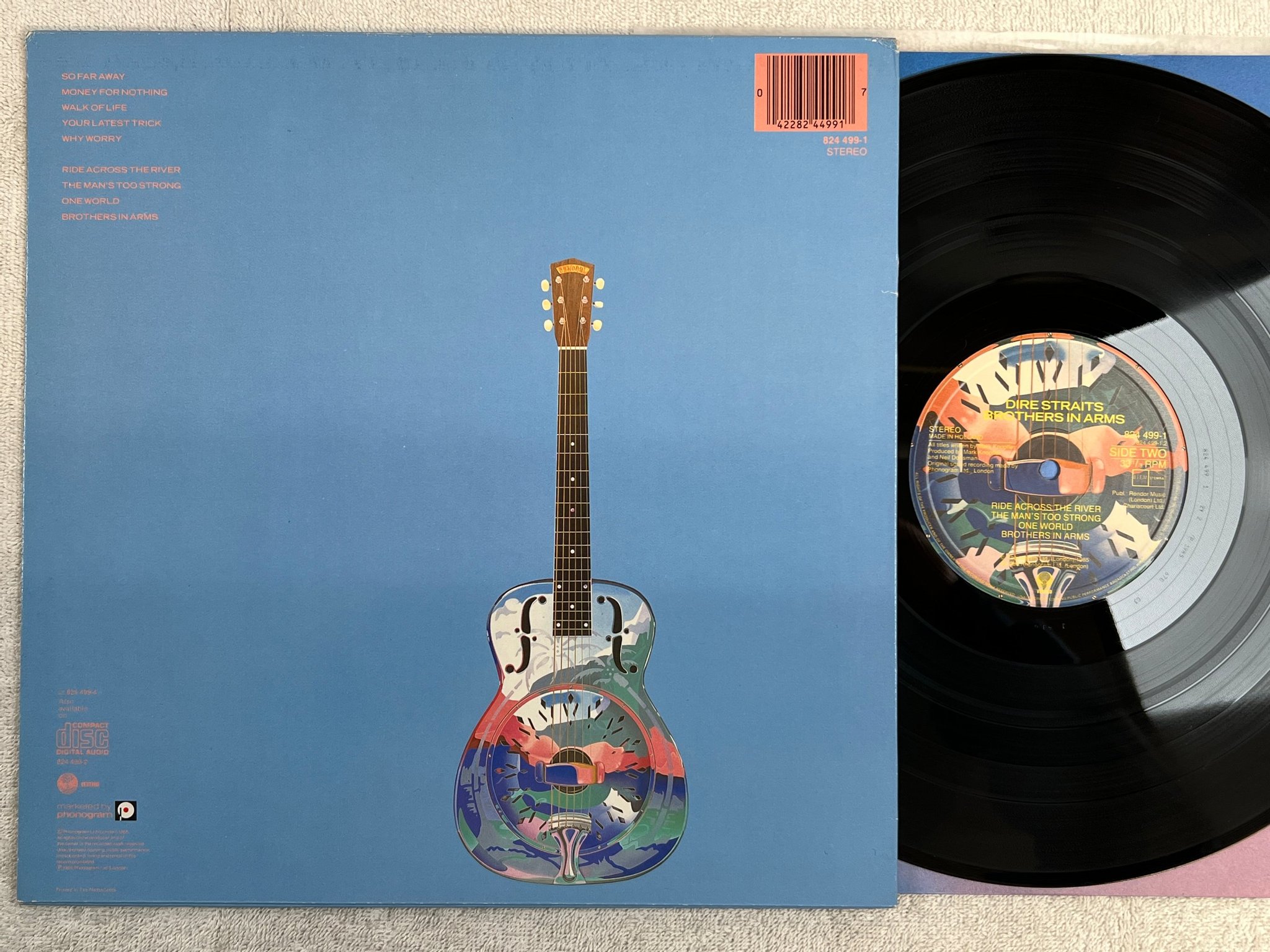Omslagsbild för skivan DIRE STRAITS brothers in arms LP -85 Hol VERTIGO 824 499-1