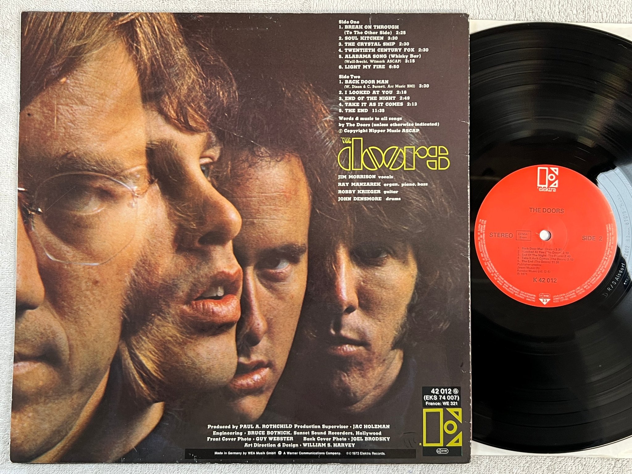 Omslagsbild för skivan DOORS s/t LP re Ger ELEKTRA K 42 012